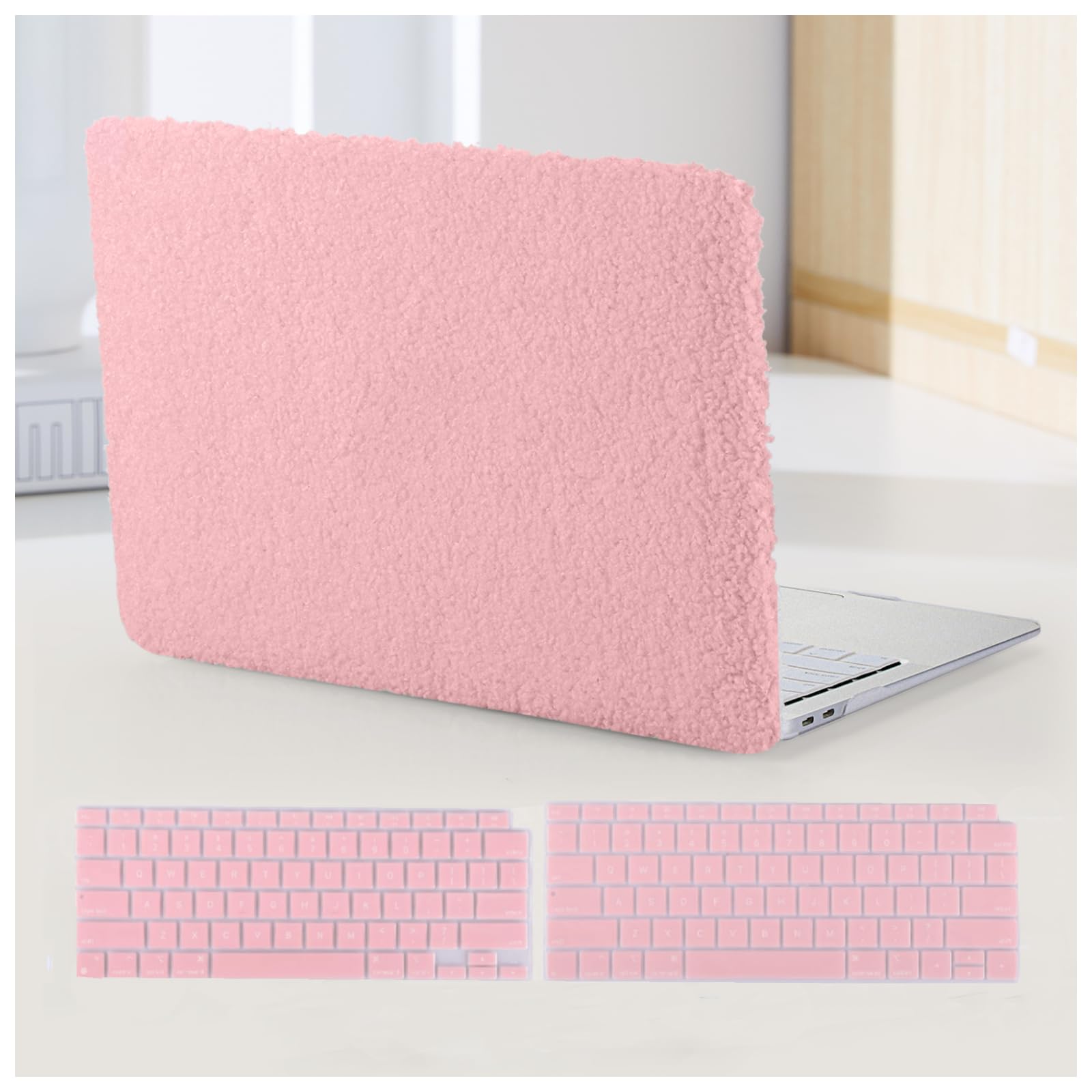 BYCeKe Compatible with MacBook Air 13 inch Case 2022,2021-2018 M1 A2337 A2179 A1932,Case for MacBook Air M1,Soft Fluffy Fuzzy Plush Faux Fur Leather