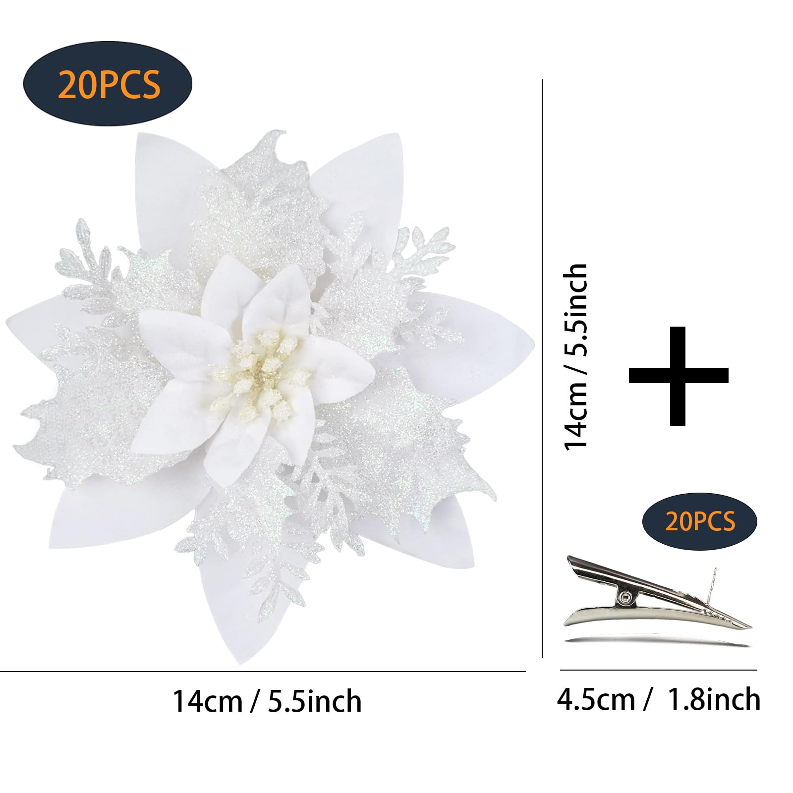MIKAILE 20PCS Christmas Flowers Artificial with Clip - Image 2
