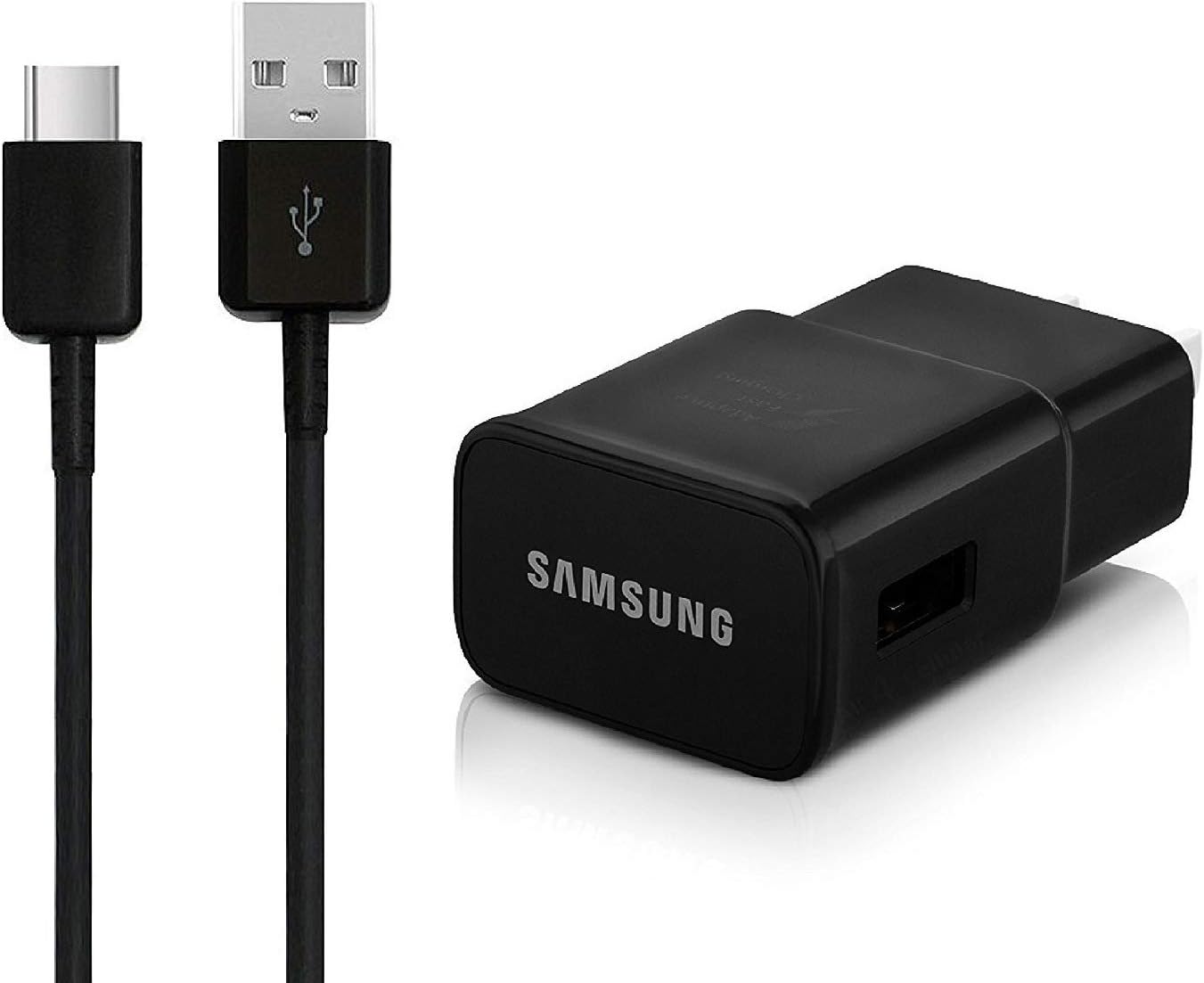 New OEM Samsung Fast Adaptive Wall Adapter Charger for Galaxy S8 S8+ Note 8 EP-TA20JBE + 10 Foot Type C / USB-C Cable - Black