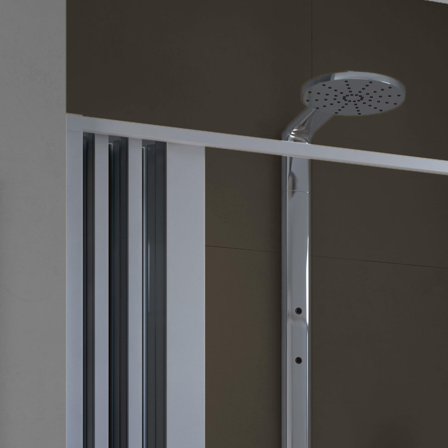 Forte Puerta de Ducha en PVC 150CM H185 Plegable con Apertura Central Color Blanco Mod. Flex