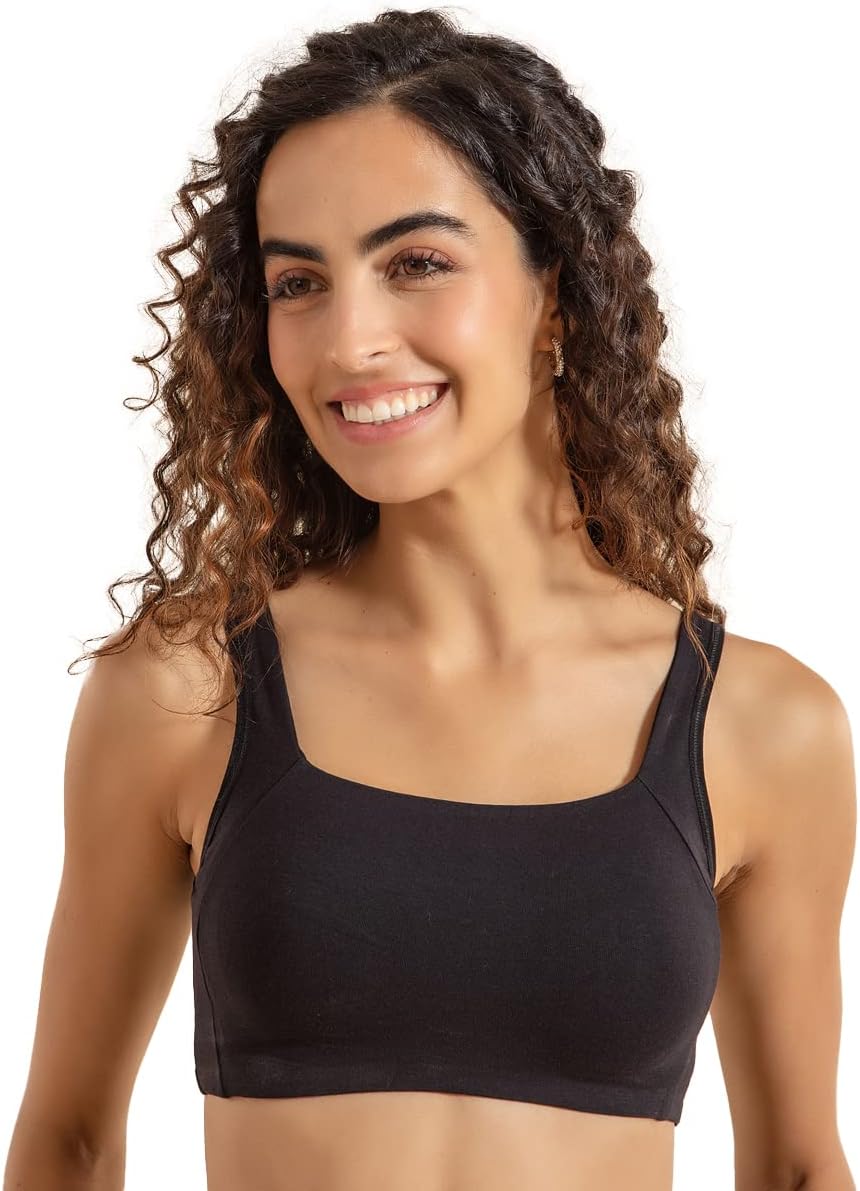 NYKD Women Cotton Everyday Wireless & Non Padded Full-Coverage Sports Bra|Trendy Square Neck with Soft Cup Slip - Nyb158