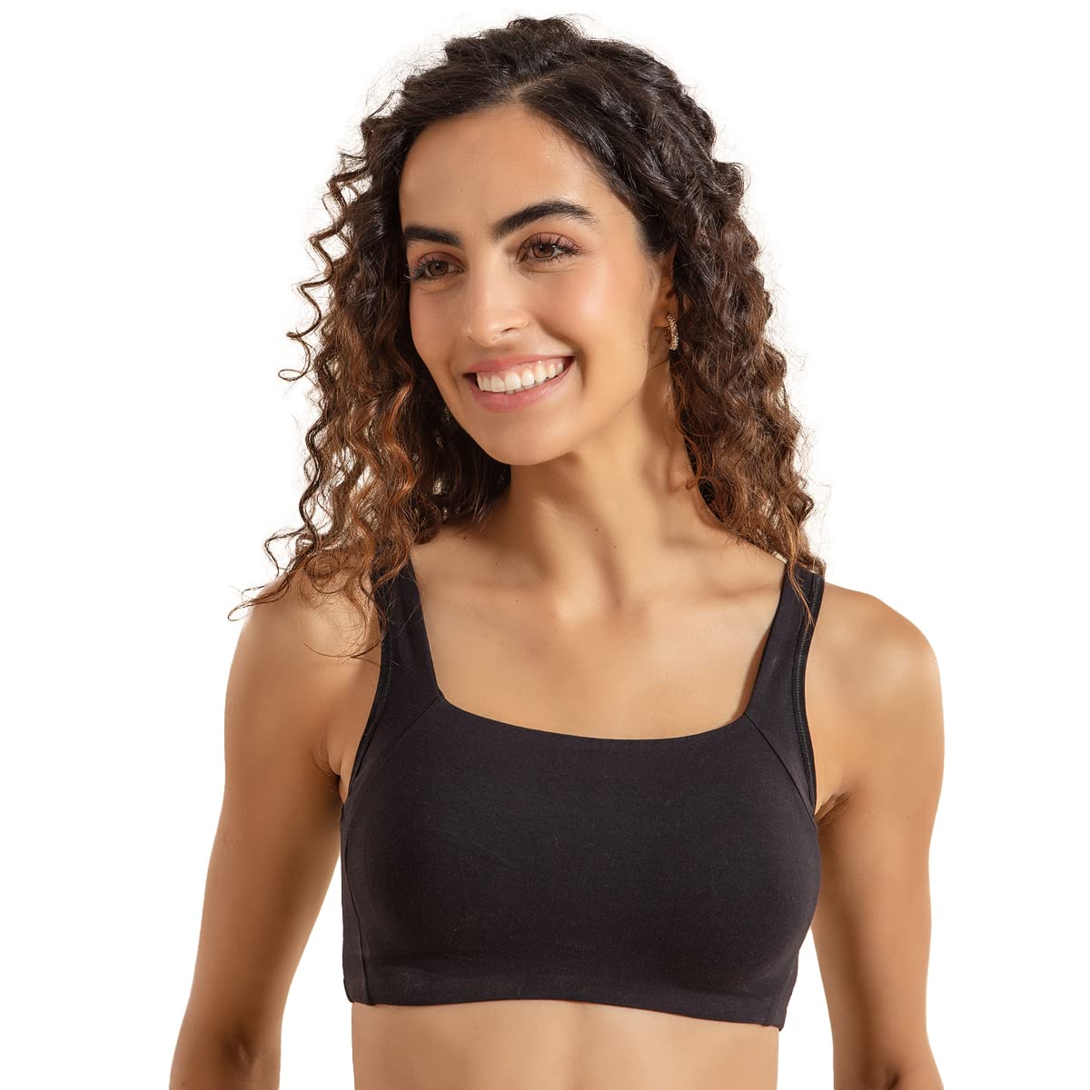 NYKD Women Cotton Everyday Wireless & Non Padded Full-Coverage Sports Bra|Trendy Square Neck with Soft Cup Slip - Nyb158