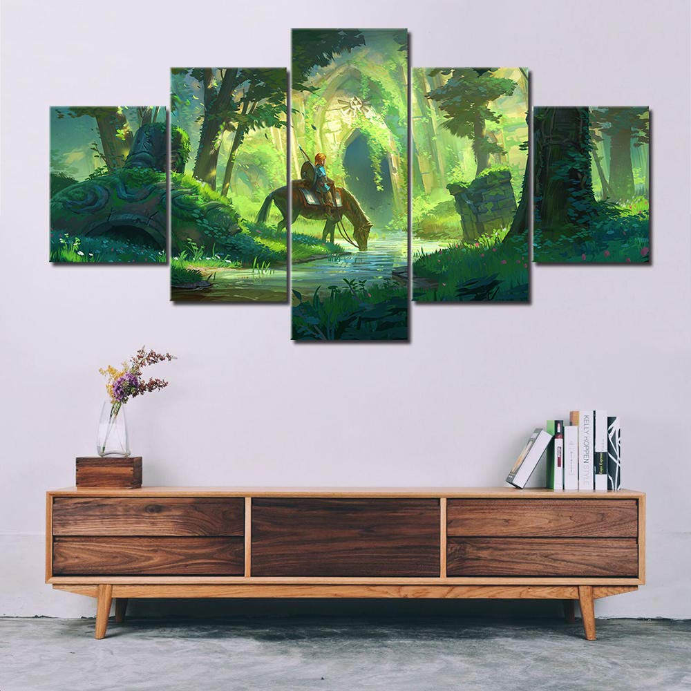 Leinwanddrucke,5 Teilige Leinwand,5 Stück Wandbild,Wohnzimmer Dekorationvon Zelda Videospiel Karte Leinwanddrucke Leinwandbilder Wohnzimmer Wohnkultur