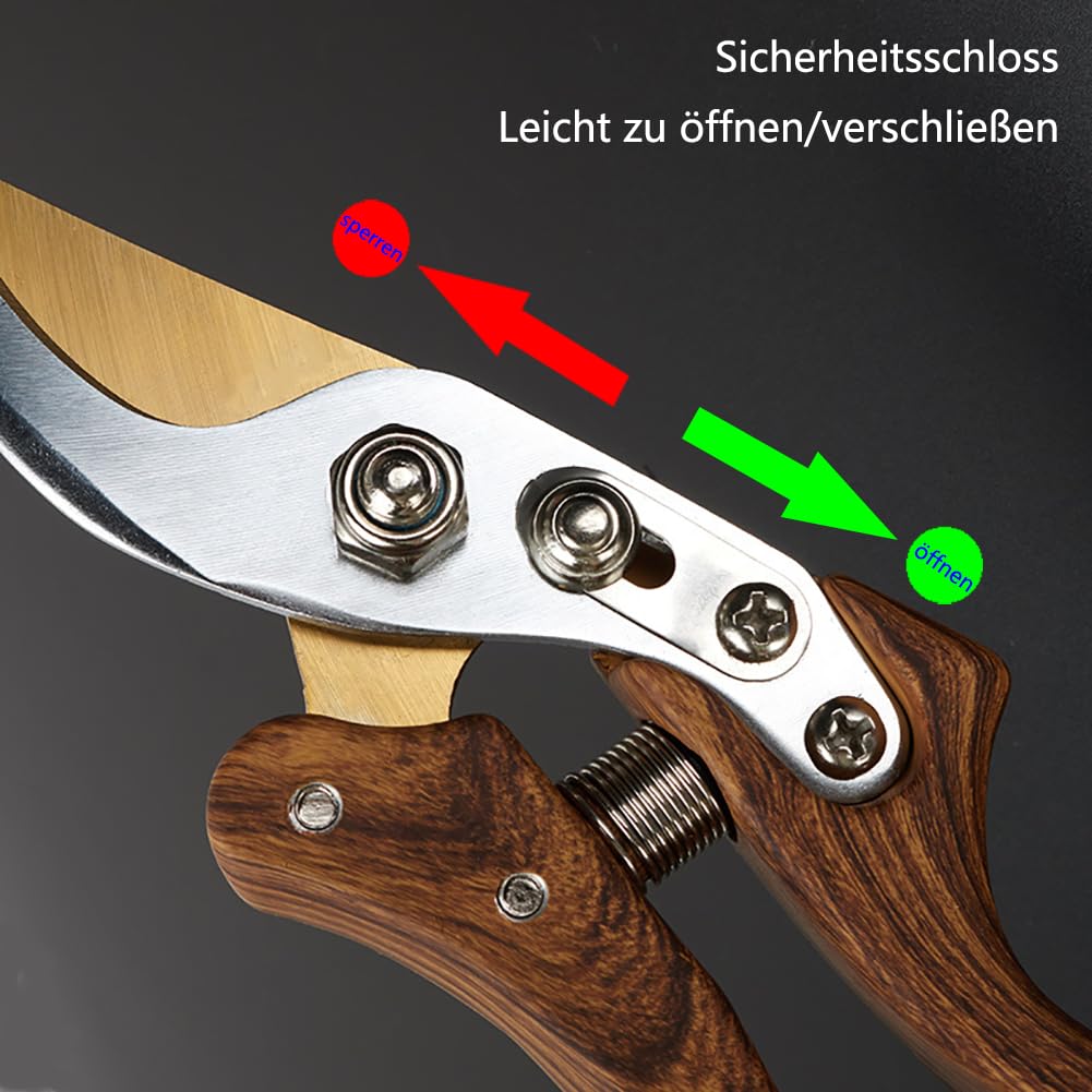 Gartenschere, Pflanzenschere aus japanischem SK4-Stahl, Garden Shears für die Gartenarbeit Heavy Duty, Trauben Kräuter Rose Blume Bäume Gras Schere, Professional Pruning Shears