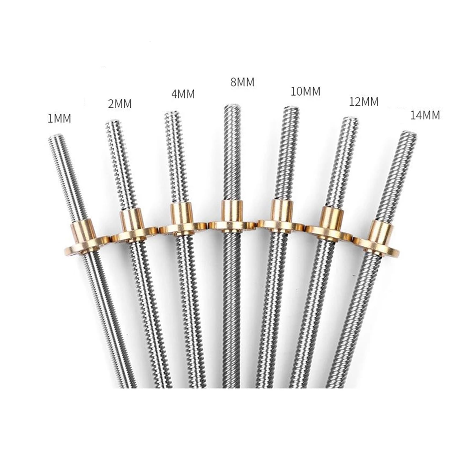 Metal Ball Screw nut 300-8D Trapezoidal Rod T8 Lead Screw Thread 8mm Lead 2mm Length 100mm-1000mm with Brass Nut(750mm)