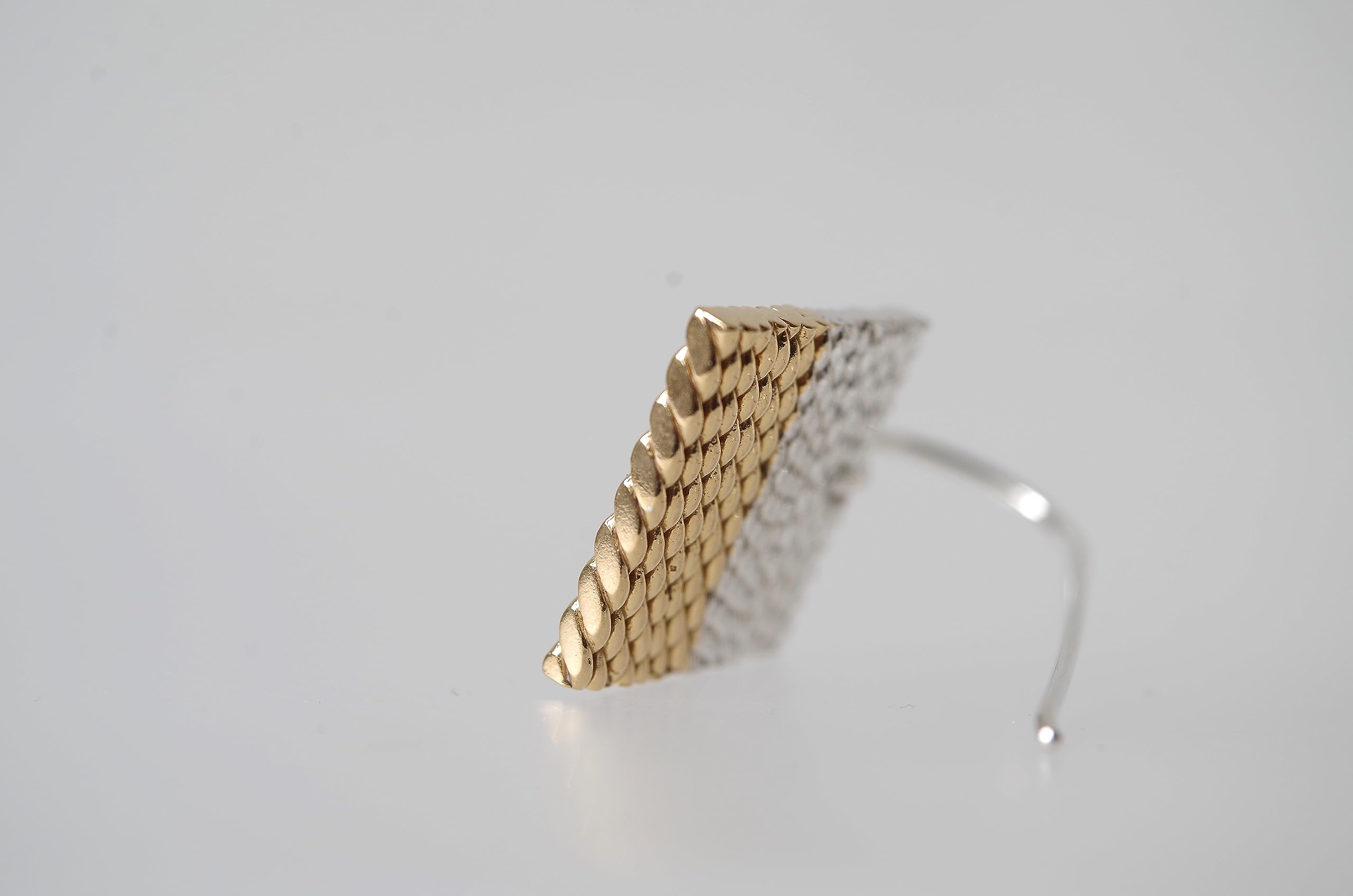 Orecchini Pendenti Quadrati d'Argento 925, Orecchini Geometrici Bicolori con Placcatura Oro