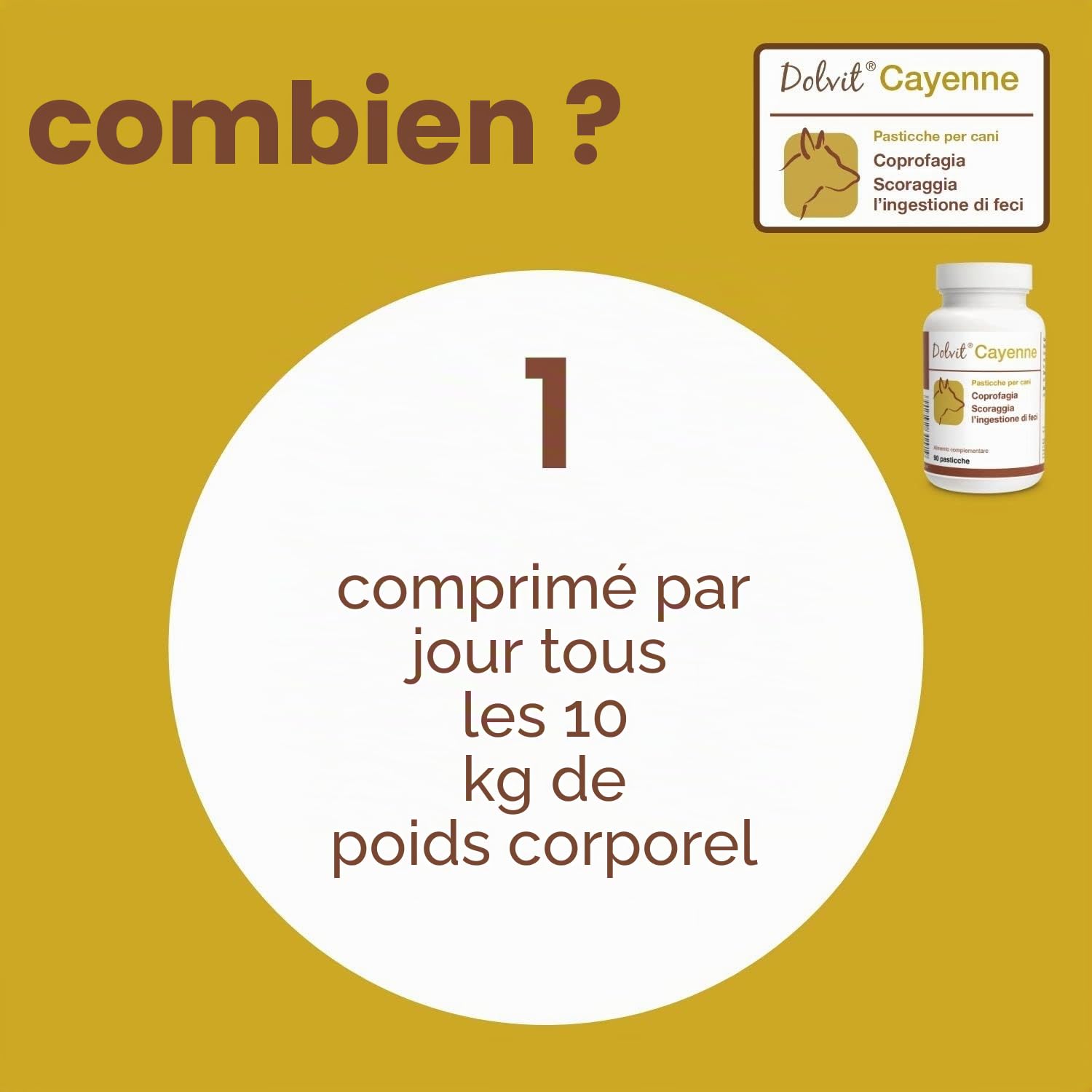 Dolvit Cayenne Coprophagie Chien - 90 pastilles à croquer inhabituelles, Complément naturel