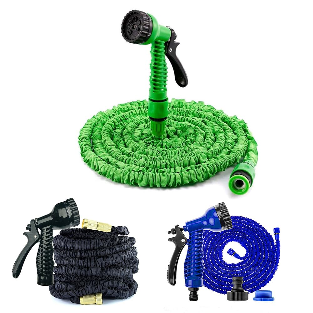 Flexible Garden Hose Pipe 75FT, 3 Times Expanding Hosepipe, Expandable Garden Hose with 7 Function Spray Gun 1/2",3/4" ABS Fittings, for Watering Washing Cleaning-Green