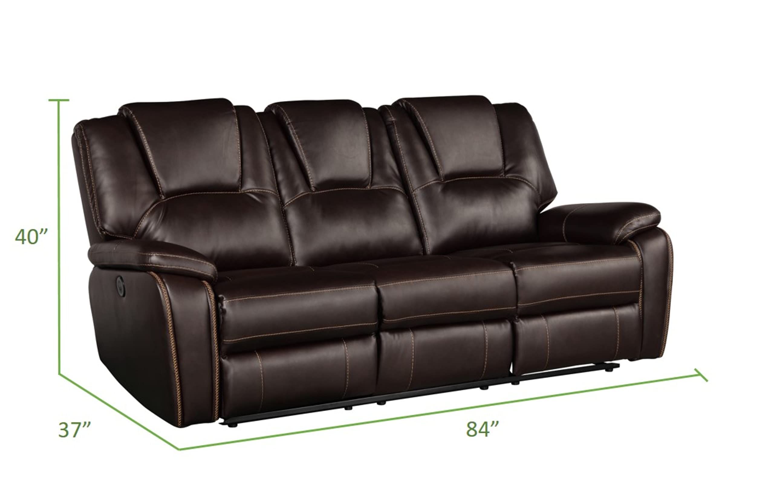 Tiokean 3 Pieces Living Room Furniture,Sofa+Loveseat+Chair,Reclining Couch for Home/Office,Brown view 7