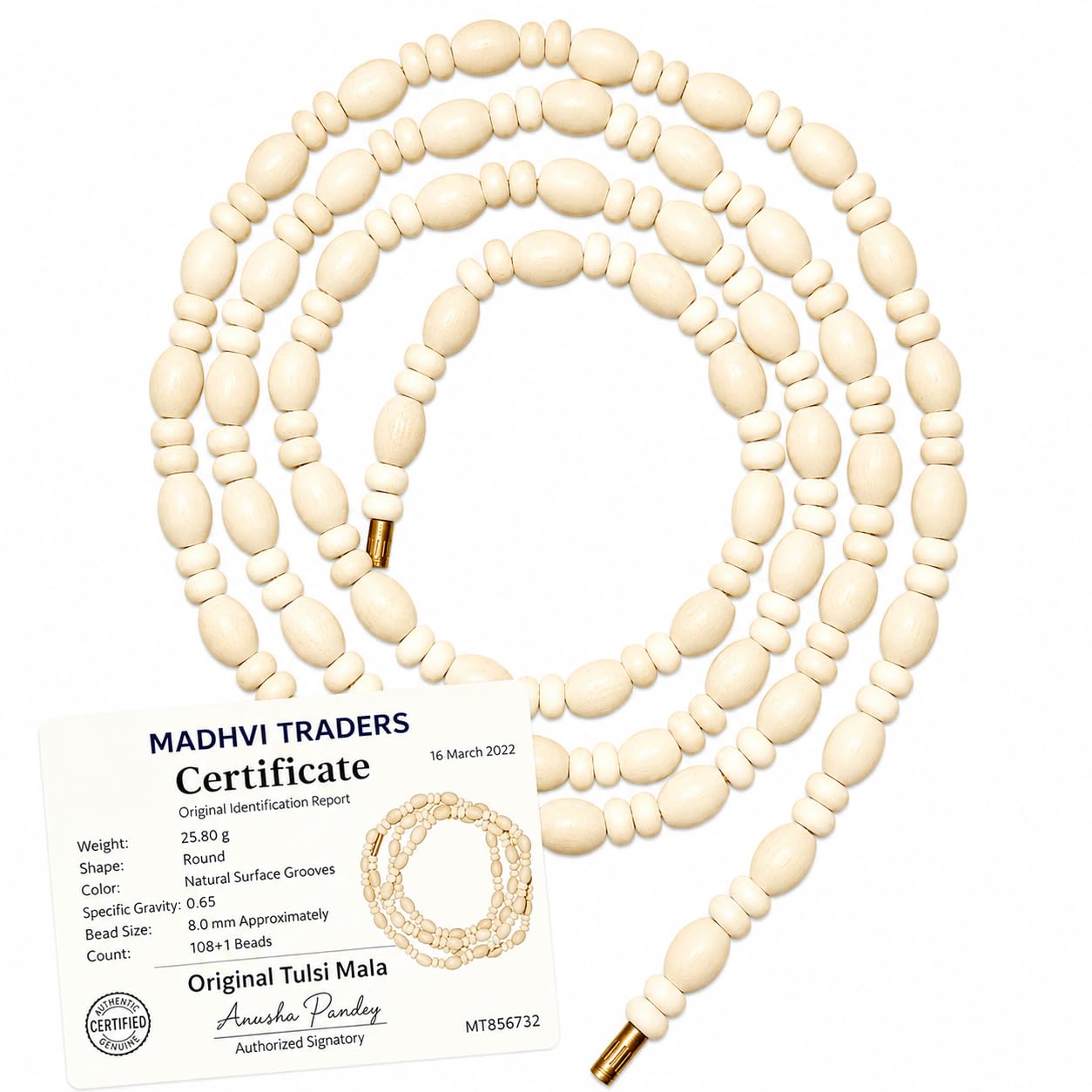 Original Tulsi Kanthi from Vrindavan Dham | Pure Tulsi 2R Dhol Shaped 2 Round Mala for Men & Women | ISKCON Japa Meditation Mala | Hindu Spiritual Protection Rosary | Pooja Bhakti-image-35