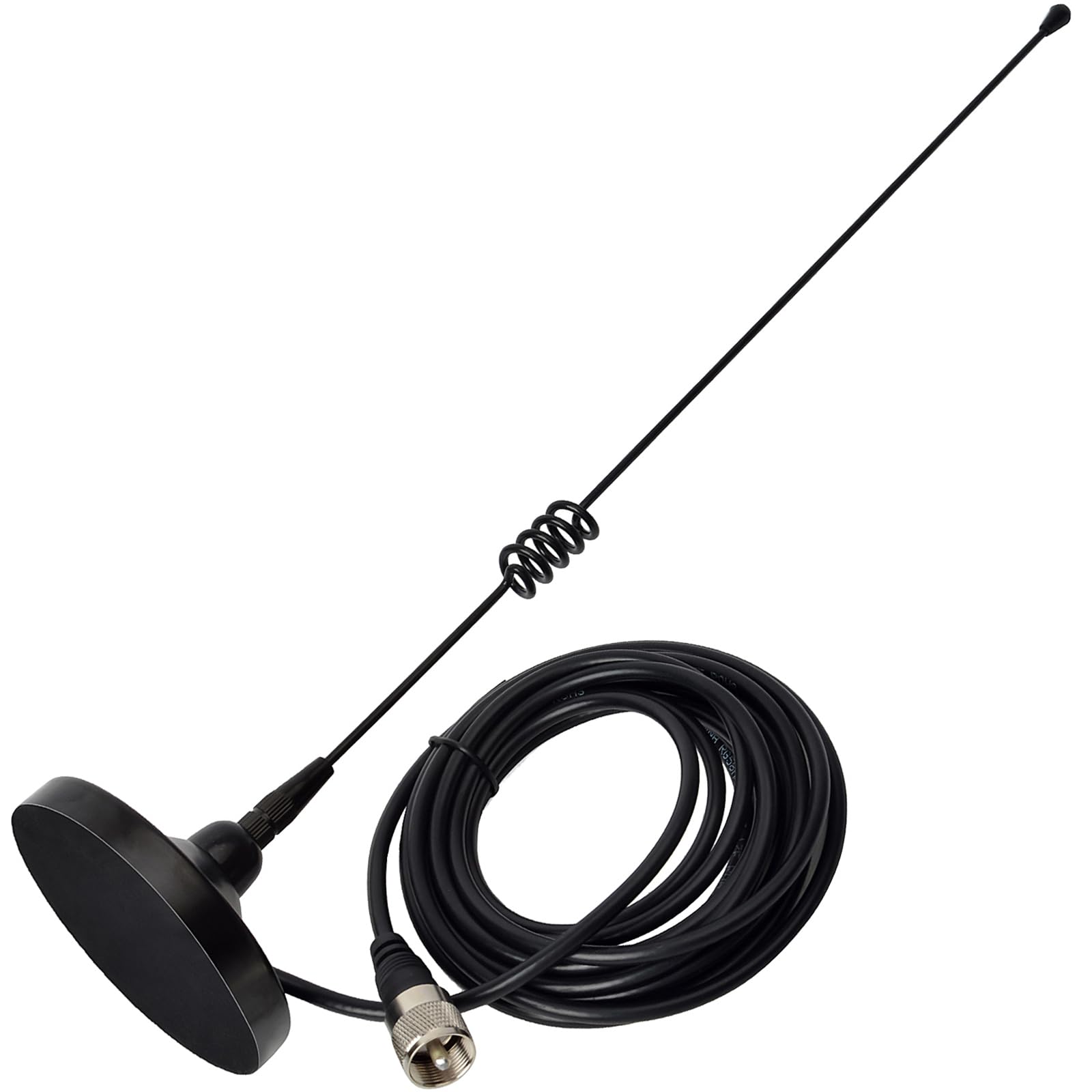 HYS Magnetic Base Mobile Amateur Antenna Dual-Band VHF 144/UHF 430MHz Whip W/13 ft RG58 Coax Cable UHF-male/PL259 for Motorola Kenwood Midland SO239