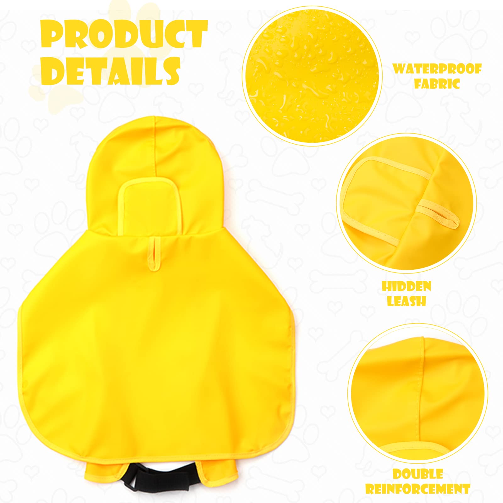 LUZGAT Dog Raincoat for Small Dogs, Dog Rain Jacket with Clear Hooded, Waterproof Dog Rain Coat with Adjustable Belly Strap, Dogs Safety Vest for Outdoor Adventures Walking(Yellow,S)