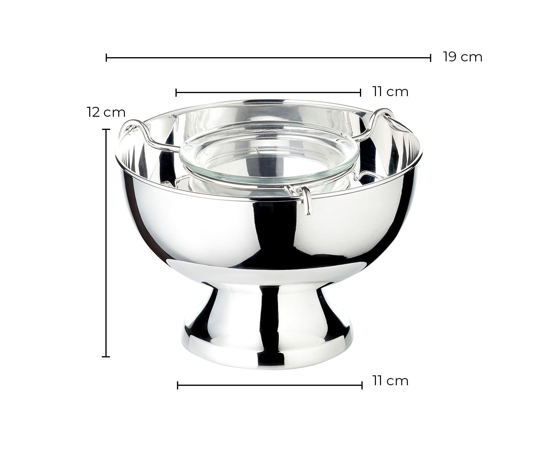 EDZARD Caviarera con inserto de cristal Palma, Bol para caviar plateado con peso, diámetro 19 cm