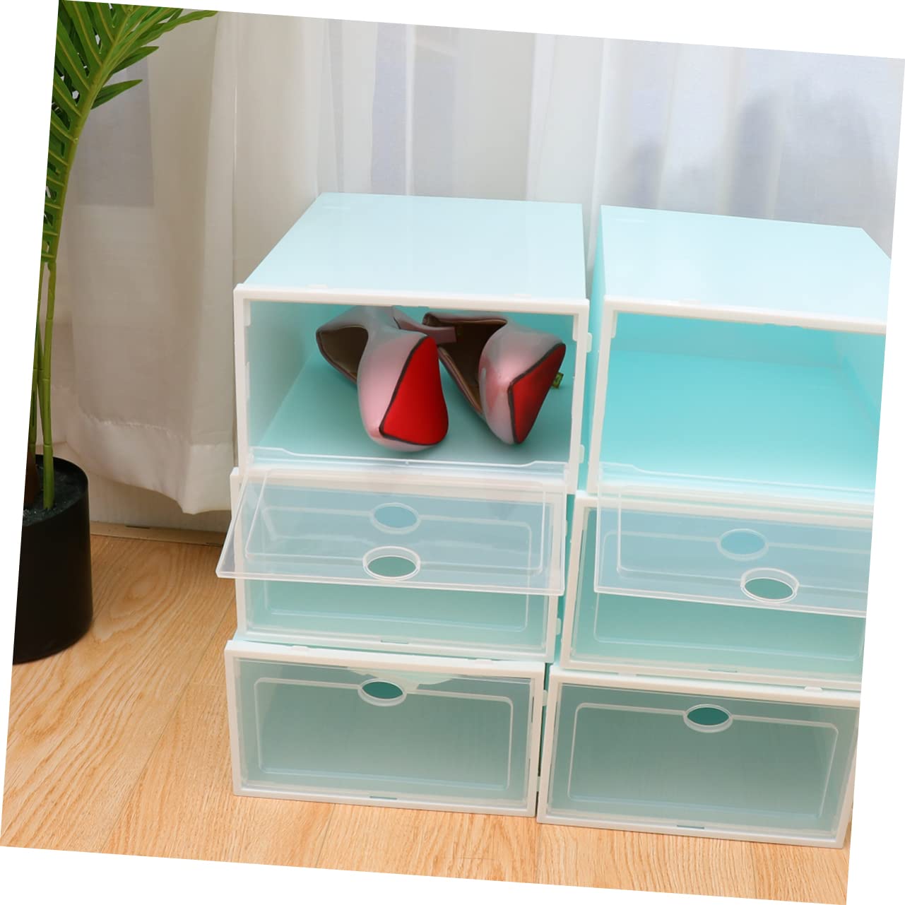 Cabilock Scatole per Scarpe con Porta Chiara Trasparenti in Plastica Impilabili 6 Pezzi Design Salvaspazio per Ingresso e Organizzazione Scarpe Uomo