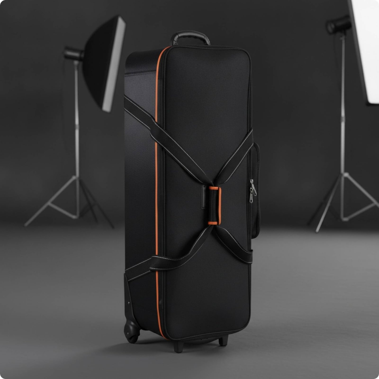 Gralara Bolsa con Divisores Interiores Impermeable Funda con Compartimento Principal Cómoda Estuche Acolchado para Fotógrafos, 75cm Borde Rojo con Asa Telescópica, 75cm