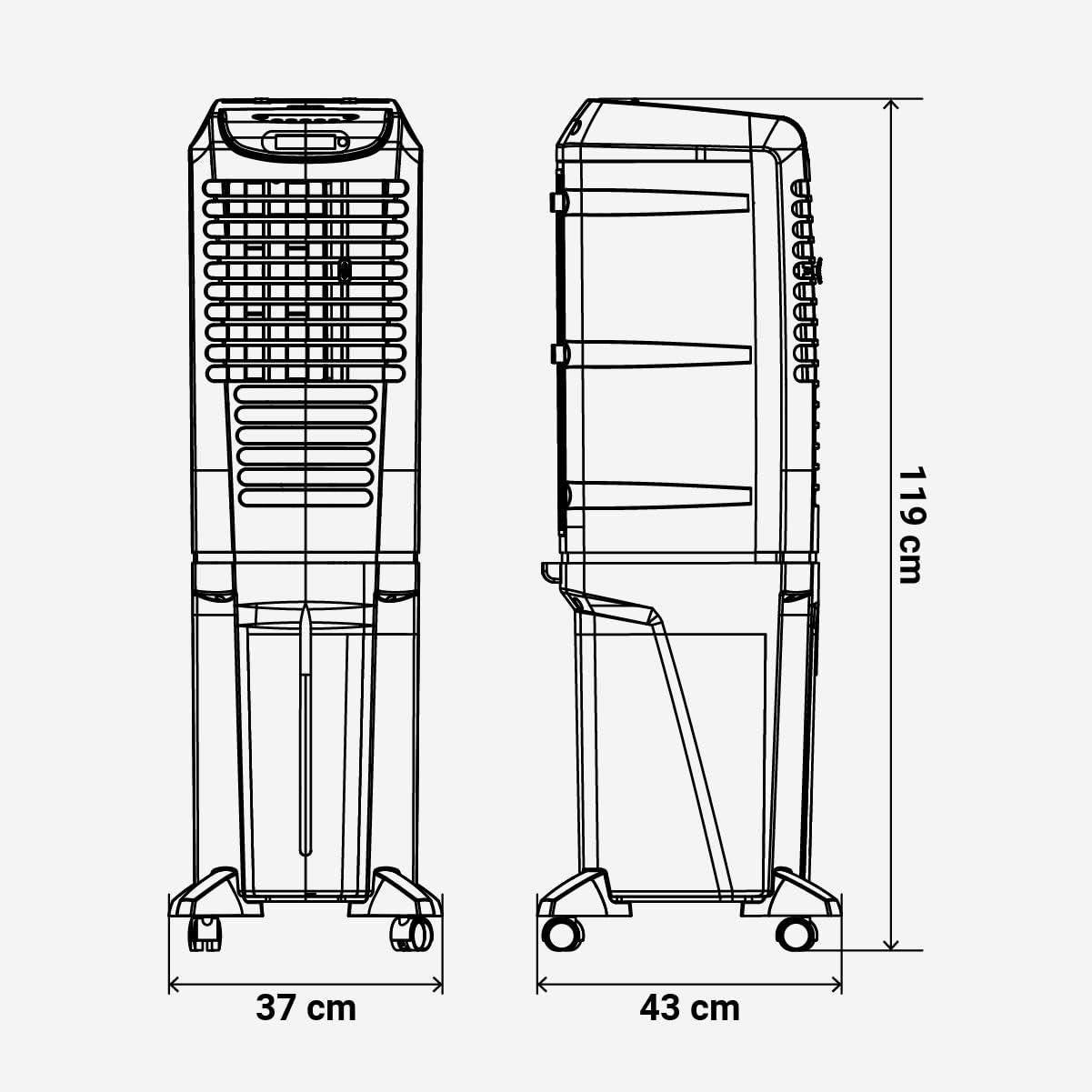 UNIVERSALBLUE Climatizzatore evaporativo portatile 40 l – Raffreddatore d'aria 120 W, 4000 m³/h, 2 modalità, 3 velocità, oscillazione verticale motorizzata, basso consumo, nessuna installazione