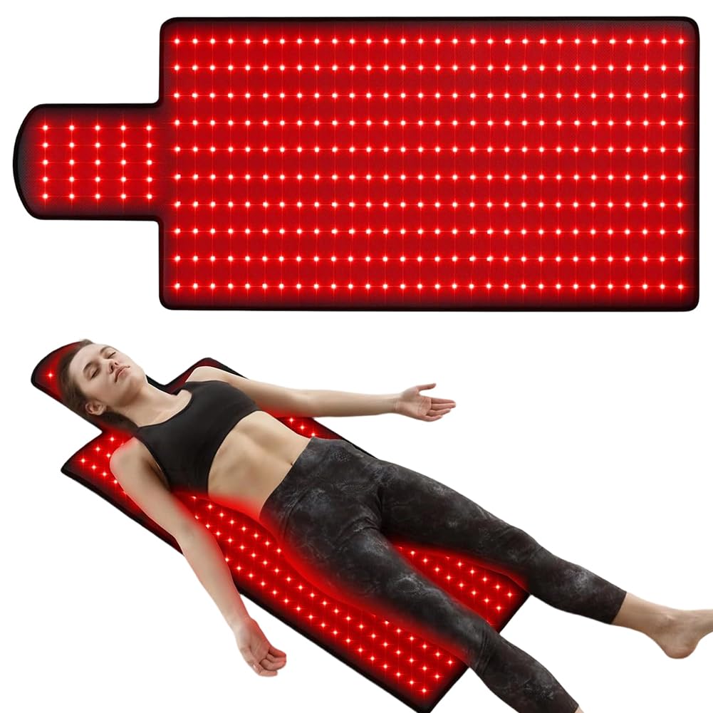 Mata do terapii światłem czerwonym do ciała, 325 diod LED, mata na podczerwień 660 nm i 850 nm Red Light Therapy mata na czerwone światło, koc na podczerwień z regulowanym timerem i intensywnością