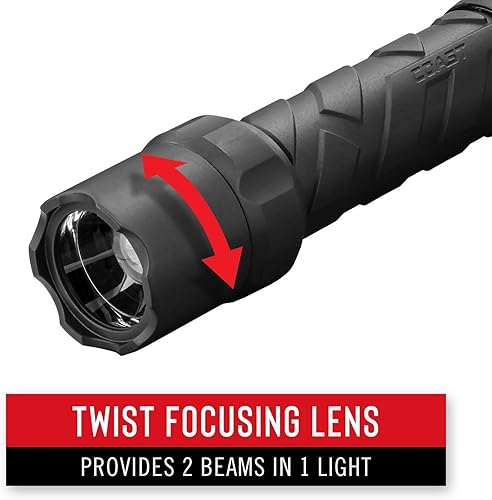 Miniatura 2 de COAST POLYSTEEL 400 440 Lumen PURE BEAM Linterna LED de enfoque con TWIST FOCUS y núcleo de acero inoxidable, color negro