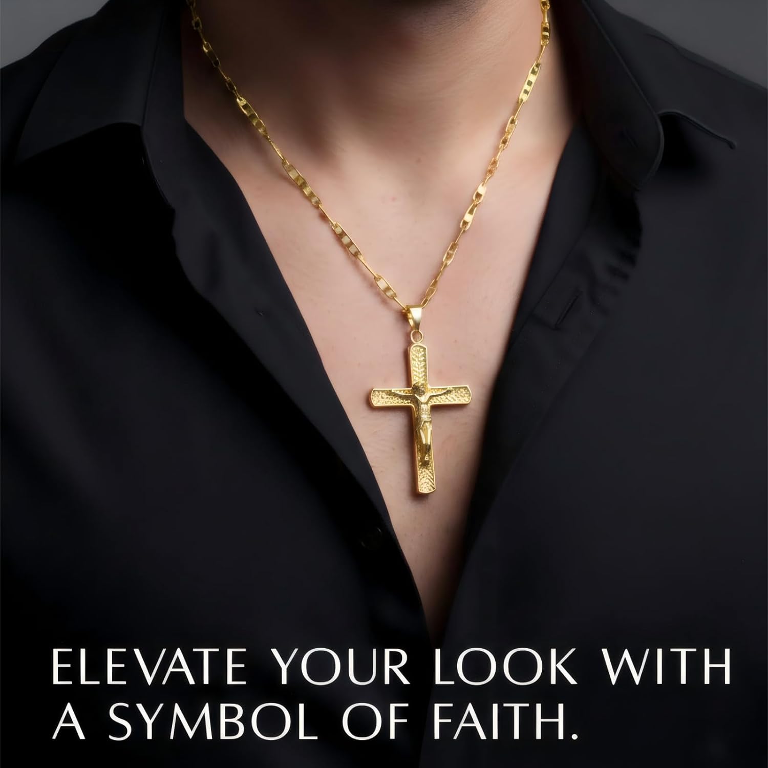 Gold Crucifix Necklace 14K Gold Cross Necklace Jesus Cross Pendant Religious Catholic Jewelry for Men Women - Image 3