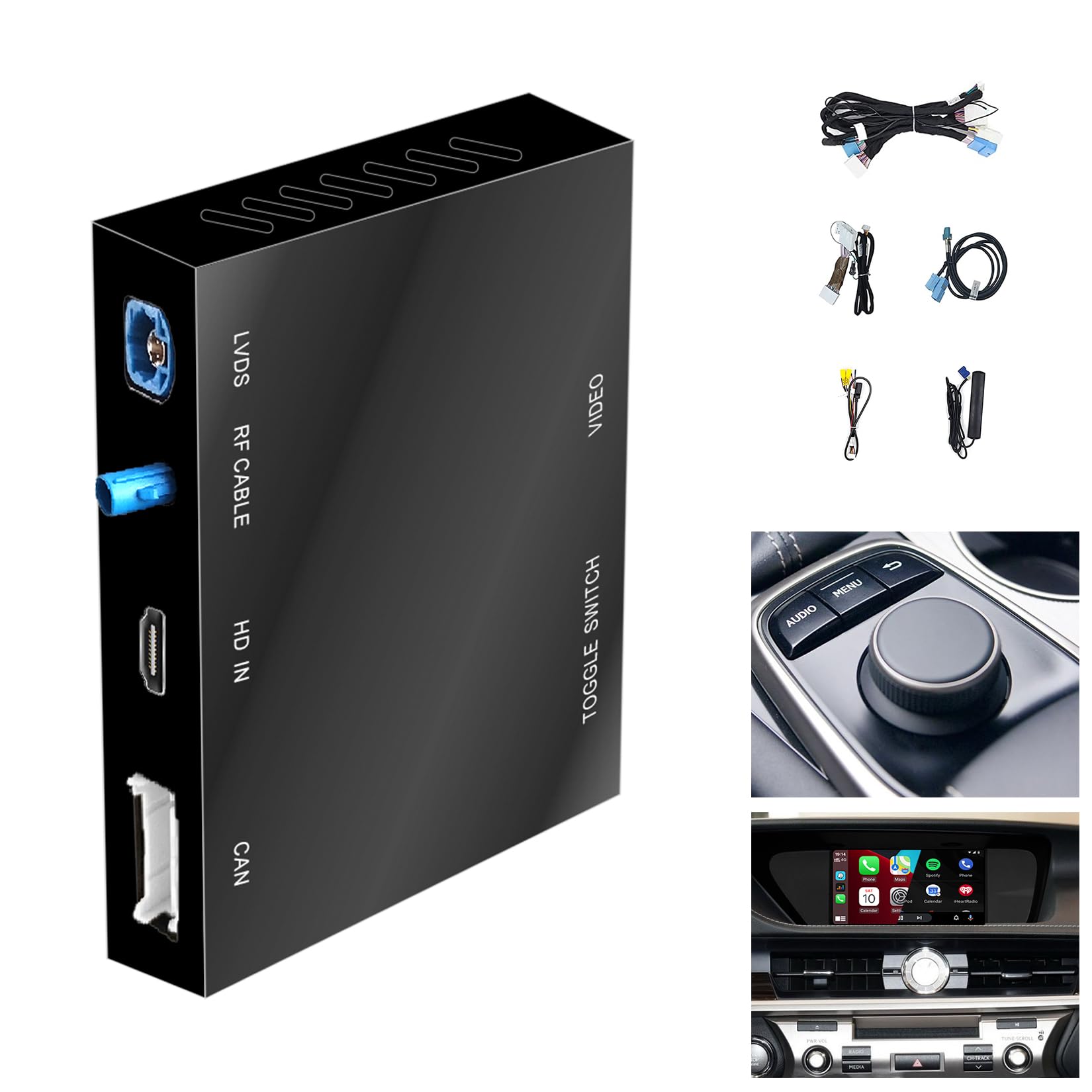 Compatible with Lexus Wireless CarPlay Android Auto Mirror-Link Retrofit Upgrade Kit, Support NX UX LX GS LS LC RC 2014-2019, ES 2015-2019, RX 2016-2019 with 3 Buttons Knob Controller