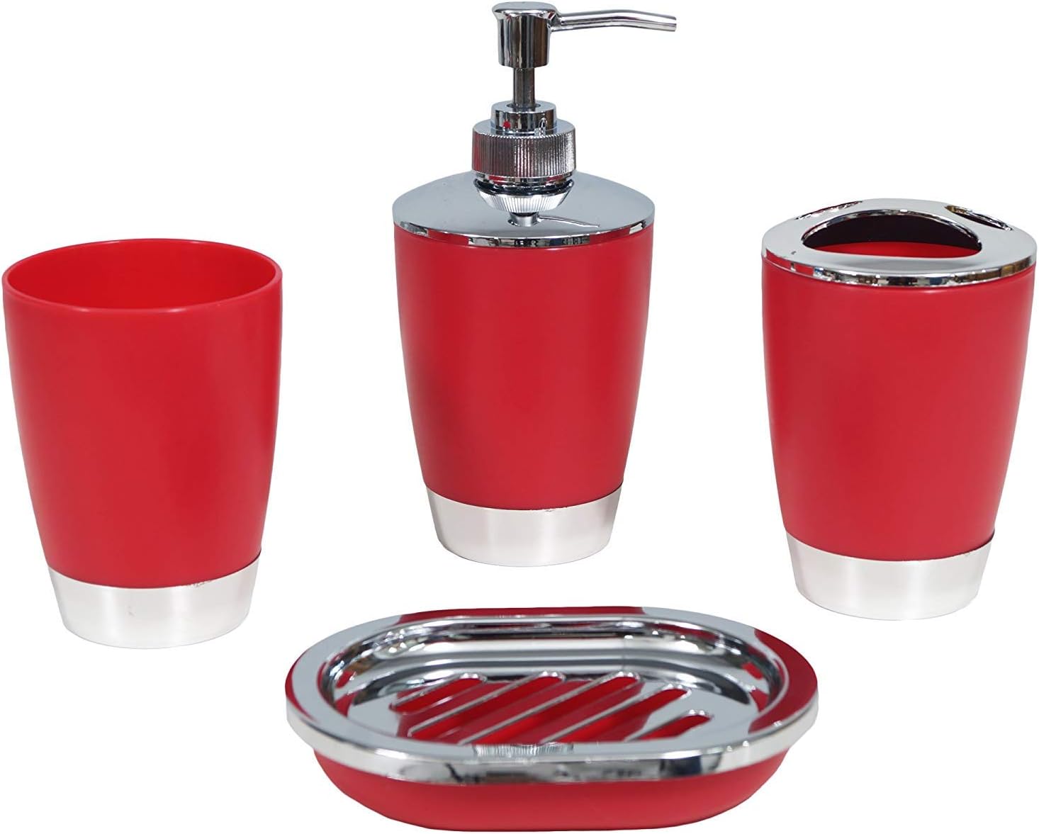 Story at HomePlastic Bathroom Accessories Set, Red