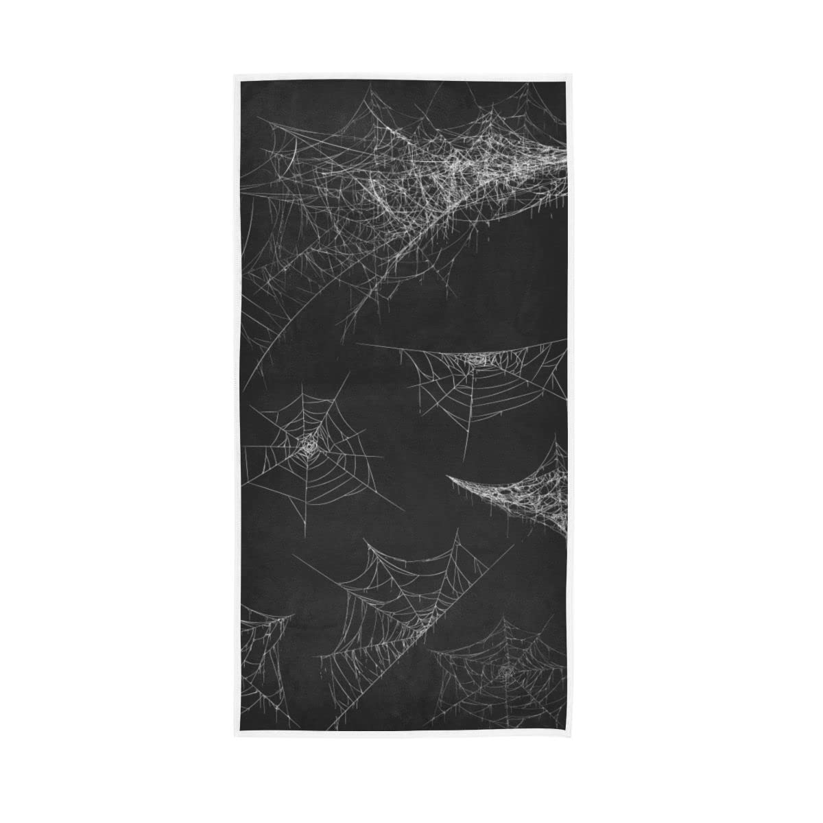 LSRCPD Halloween Spider Web Black Soft Large Hand Towels Bath Towel for Bathroom Hotel Gym Spa 30"x15"