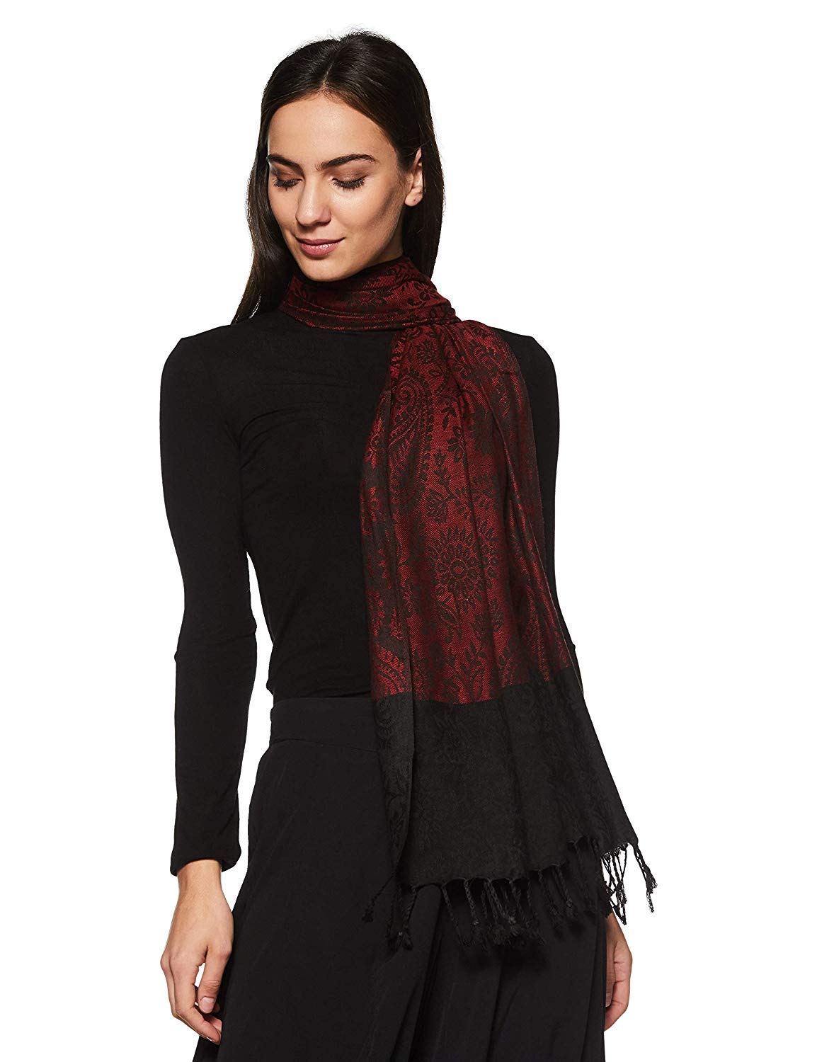 Pure Viscose Lily Flower Designer Stole, 70cm X 200cm