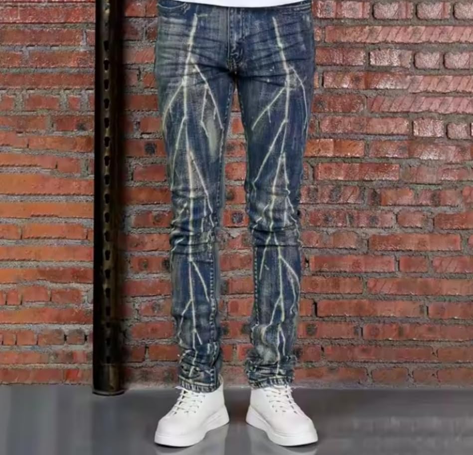 Men's Slim-Fit Denim Straight-Leg Mid-Rise Pants for Spring and Winter Casual Wear Style2
