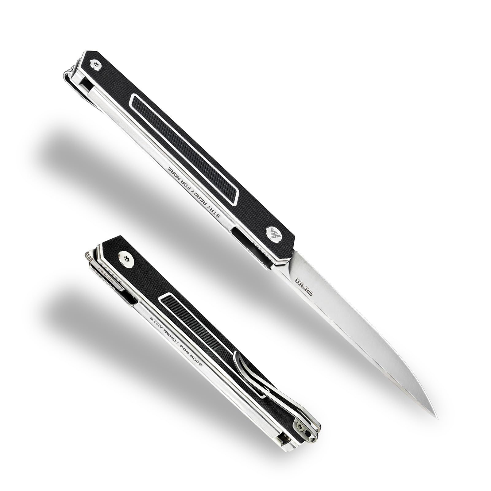SRM 3.15" Sandvik 12C27 Steel Blade Lightweight Pocket Knives Slim Folding Knife with Pocket Clip for Men Women, Flipper Open EDC Knife for Camping