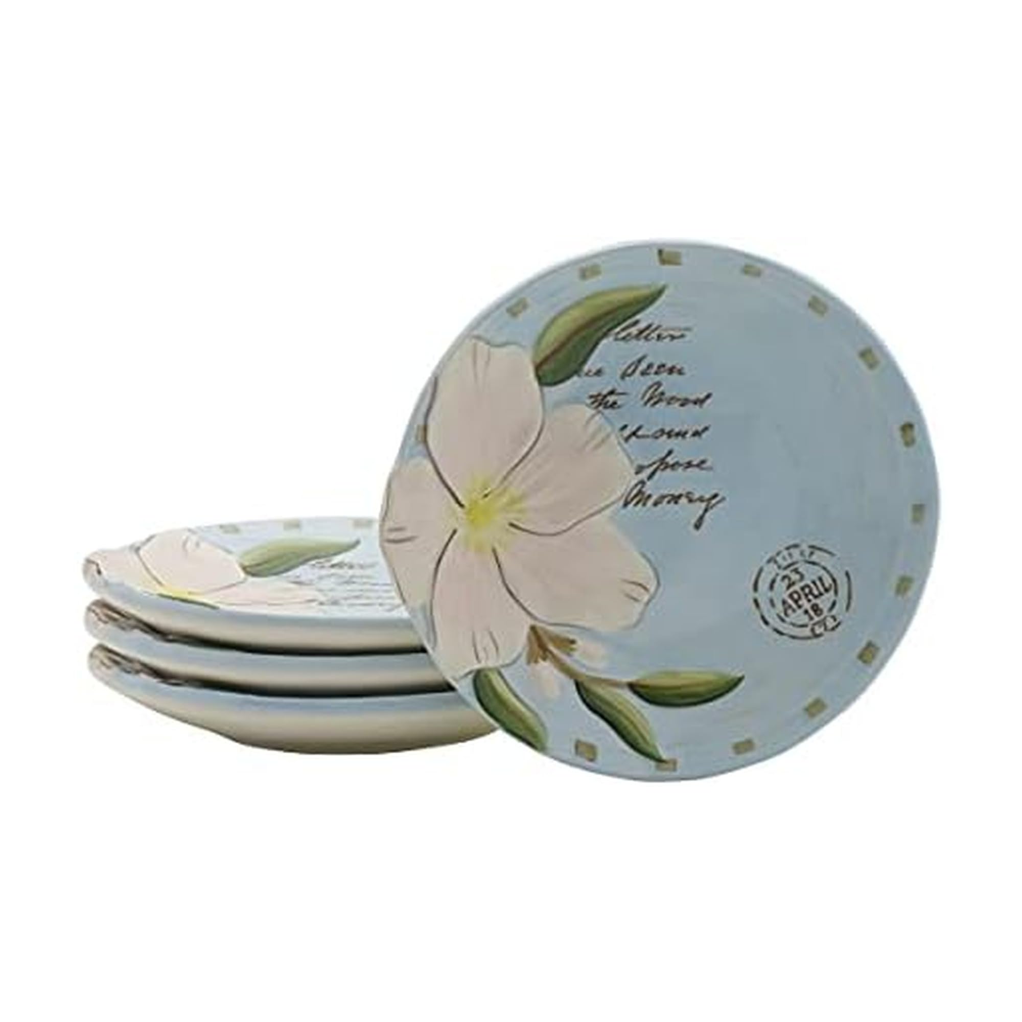 Fitz & Floyd Fitz and Floyd Toulouse Appetizer Plates, Set of 4, 5-Inch, Blue
