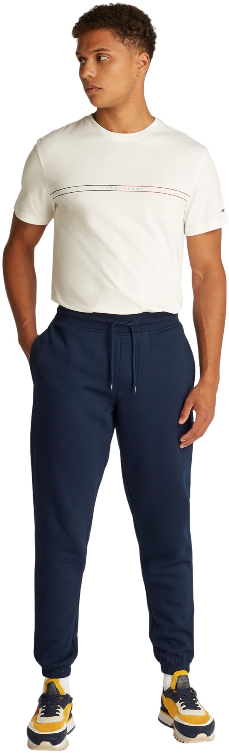 Tommy Jeans Men's Blue Tj Flag Slim Closed Hem Fleece Joggers in Size 2XL, Sports Direct