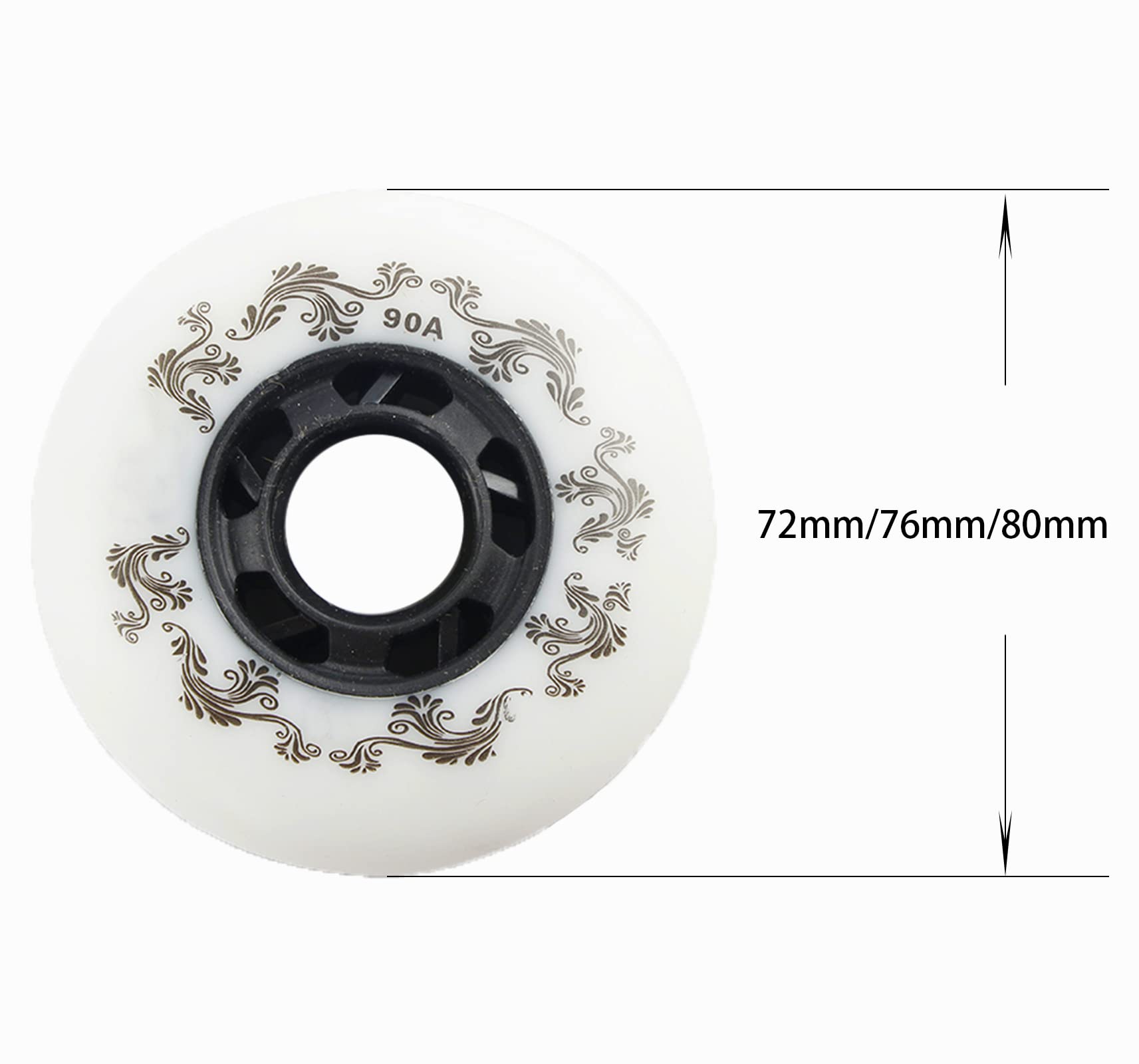 Genérico Ruedas de Repuesto para Patines en Línea Exterior Interior 72 mm/76 mm/80 mm Patines de Hockey sobre Ruedas Ruedas de Freno Ruedas de Equipaje, Etc.