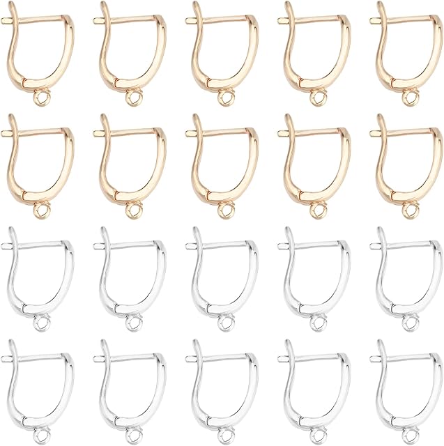 SUPERFINDINGS 20PCS 2 Colors Brass Leverback Earrings Hoop Clip-on Earrings Hoop Ear Wire 17x13mm Dangle Earwires Connectors with Open Loop for Earring Jewelry Making