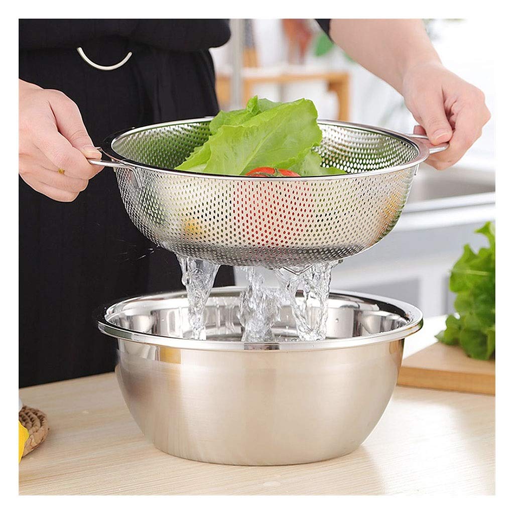 1 Unids Malla De Acero Inoxidable De Malla Fina, 195 Mm / 225 Mm / 255mm / 285mm Hortalizas Colador, Cesta De Lavado De Fregadero De Cocina con Dos Asas (Solo Filtro) (Size : Diameter 255mm)