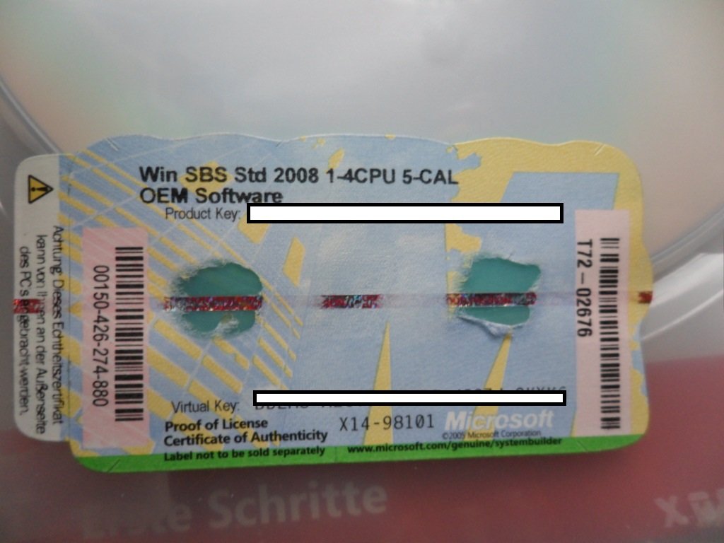 Microsoft MS 1x Windows Small Business Server 2008 Standard SP2 DVD 1-4CPU +5CAL OEM (DE)