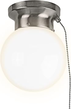 Ultralux 6 Pull Chain LED Glass Globe Flush Mount Light Brushed Nickel 1Pk