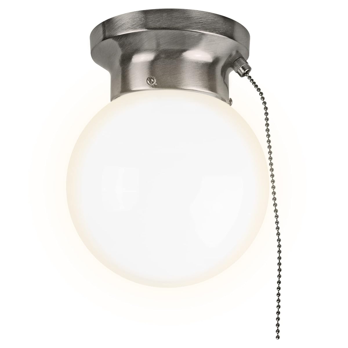 Ultralux 6in LED Glass Flush Mount Light Fixture, 500 Lumens, 3000K, Brushed
