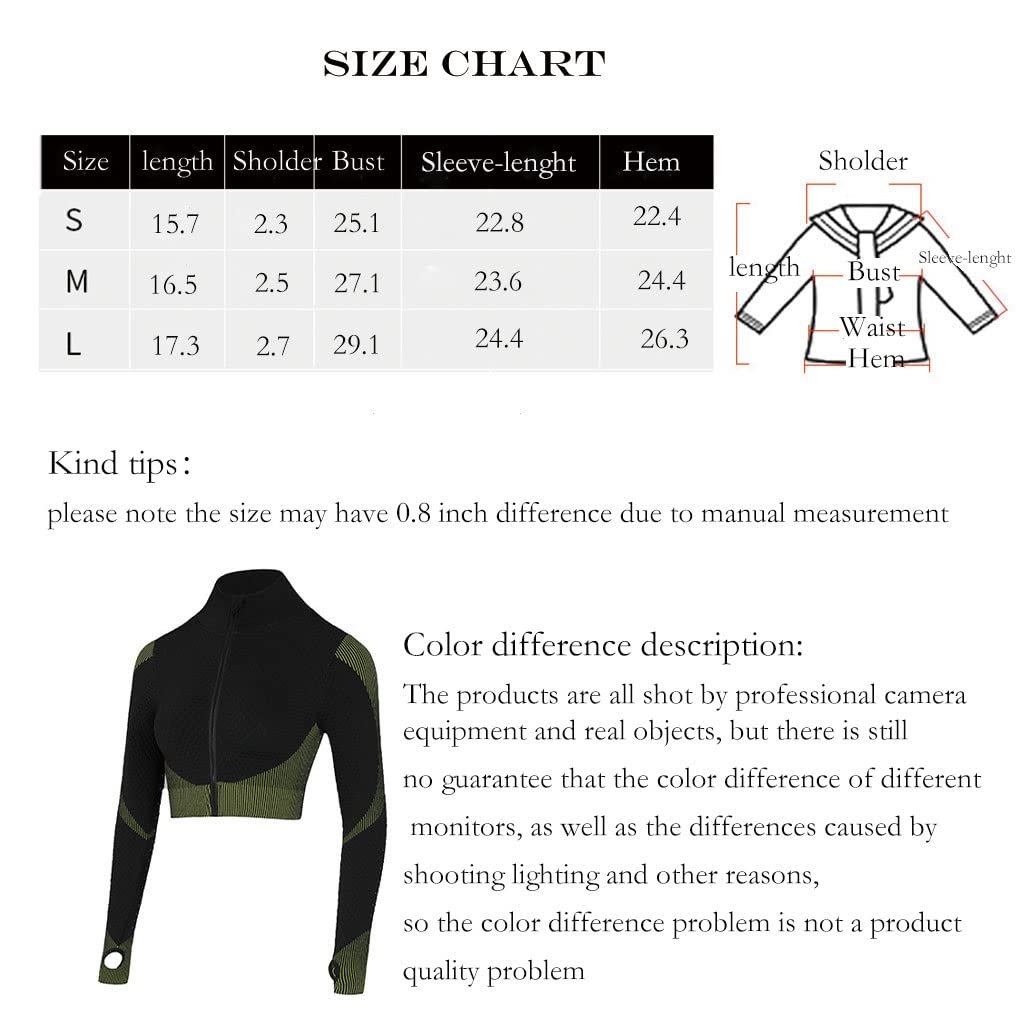 HSQMA Chemise D'entraînement À Manches Longues sans Couture pour Femme Athletic Top avec Trou pour Le Pouce，Course À Pied T-Shirt À Manches Longues Fermeture Éclair Sport Yoga Chemise