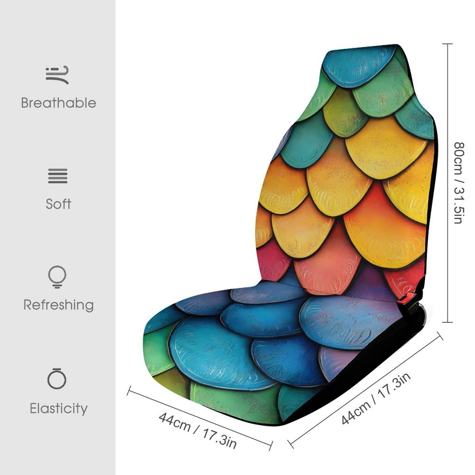 Dragon Scale Car Seat Covers Universal Car Front Seats Protector Auto Interior Accessories 2PCS