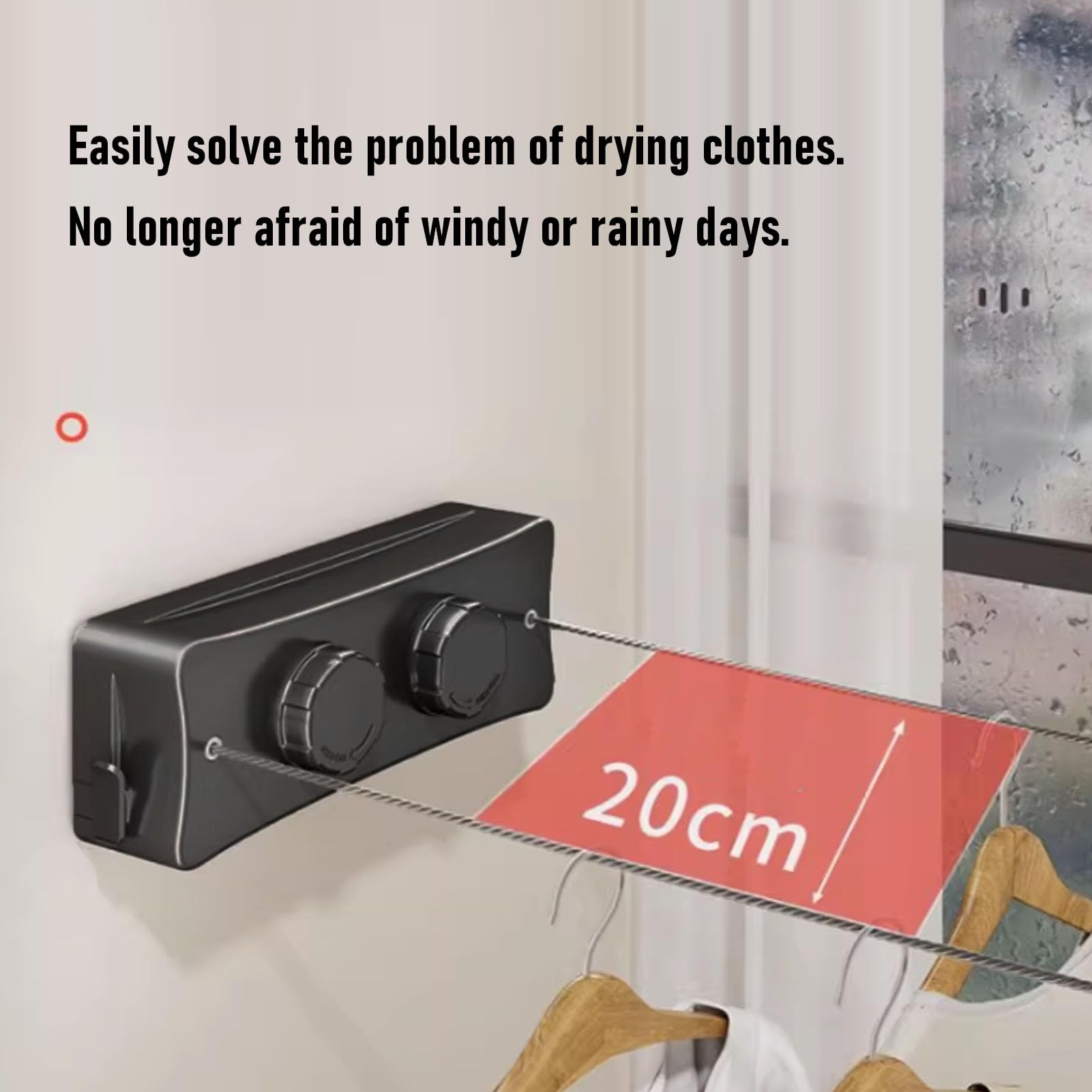 Einziehbare Wäscheleine, Edelstahl-Dual-Line-Wäscheleine Zur Wandmontage, 5,1 M, 20 Kg Tragkraft, Wäschetrocknungsseil aus Aluminiumlegierung für Innen- und Außenbalkon-Badezimmer