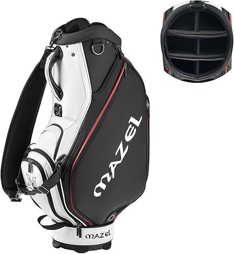 MAZEL Bolsa de carrito de golf con capucha para lluvia, 6 palos de golf de cuero excelente para hombres y mujeres