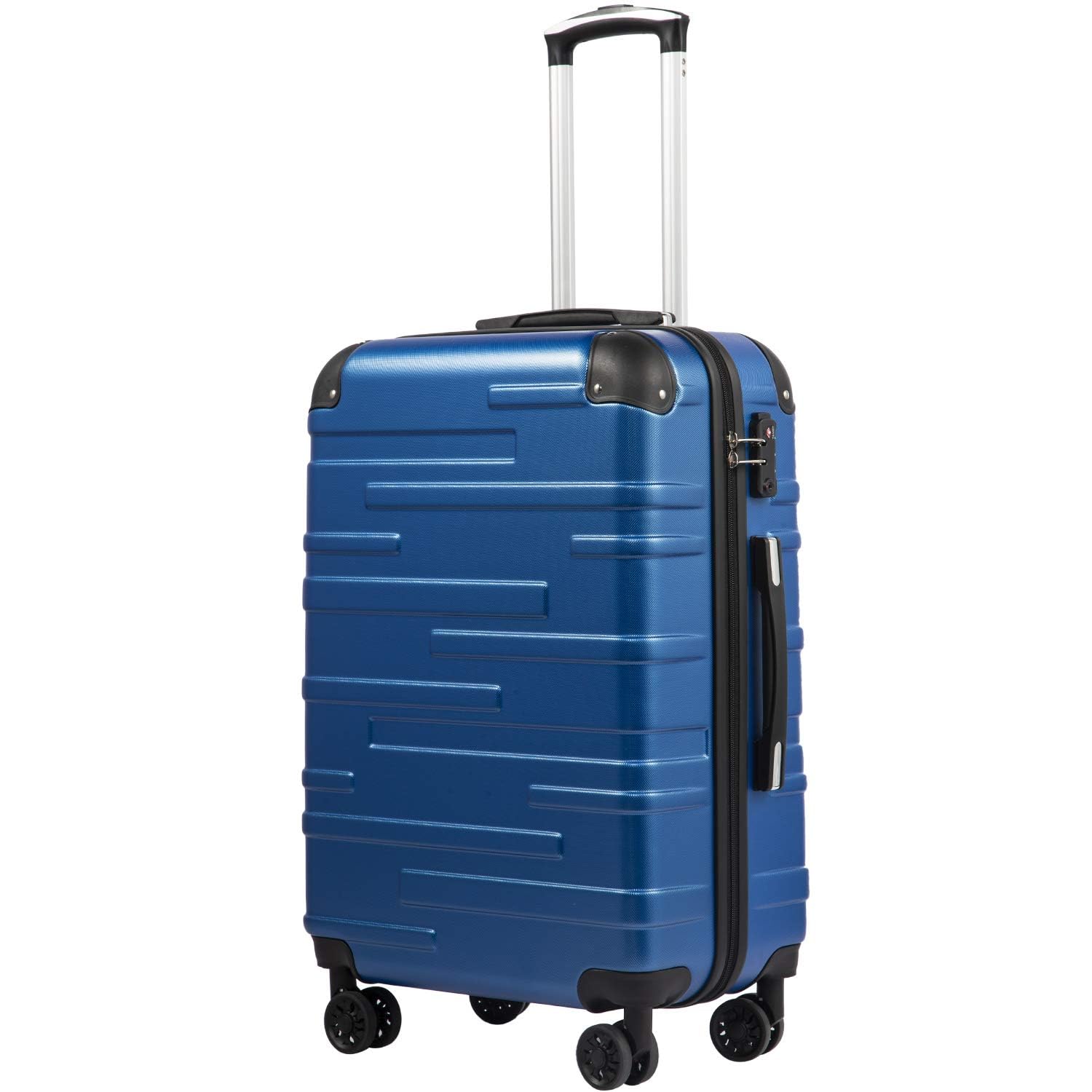 COOLIFEHard Shell Suitcase with TSA Lock and 4 Spinner Wheels Lightweight Durable (Navy Blue, L(77cm 93L))Global Recycled StandardGlobal Recycled StandardGlobal Recycled Standard