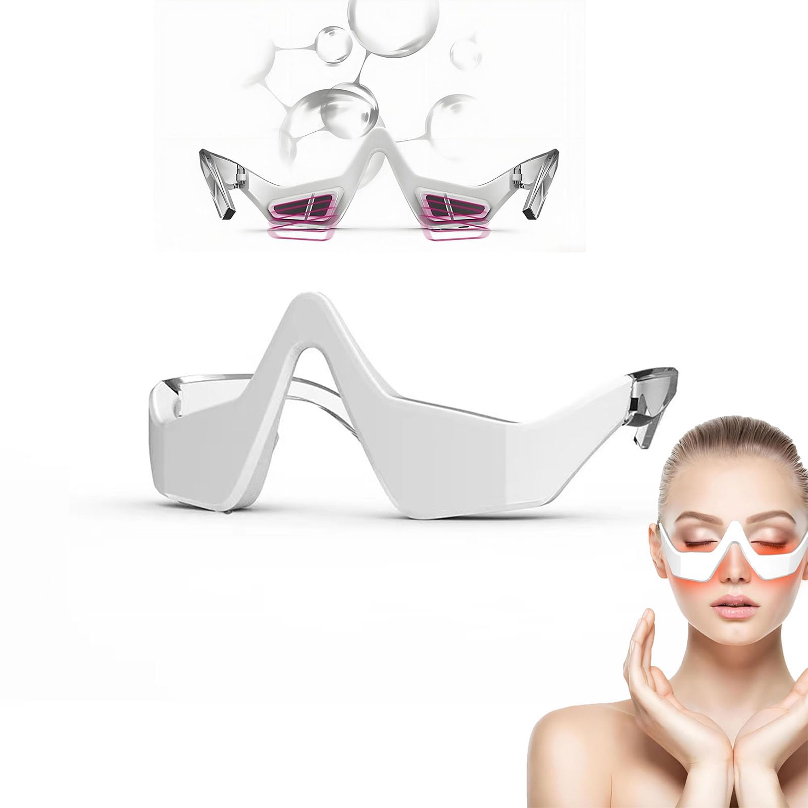 RevitalEyes Under-Eye Red Light, 3D Eye Beauty, Eye Beauty Device, Revital Eyes Red Light Glasses for Relief Dark Circles Relax Eye Strain