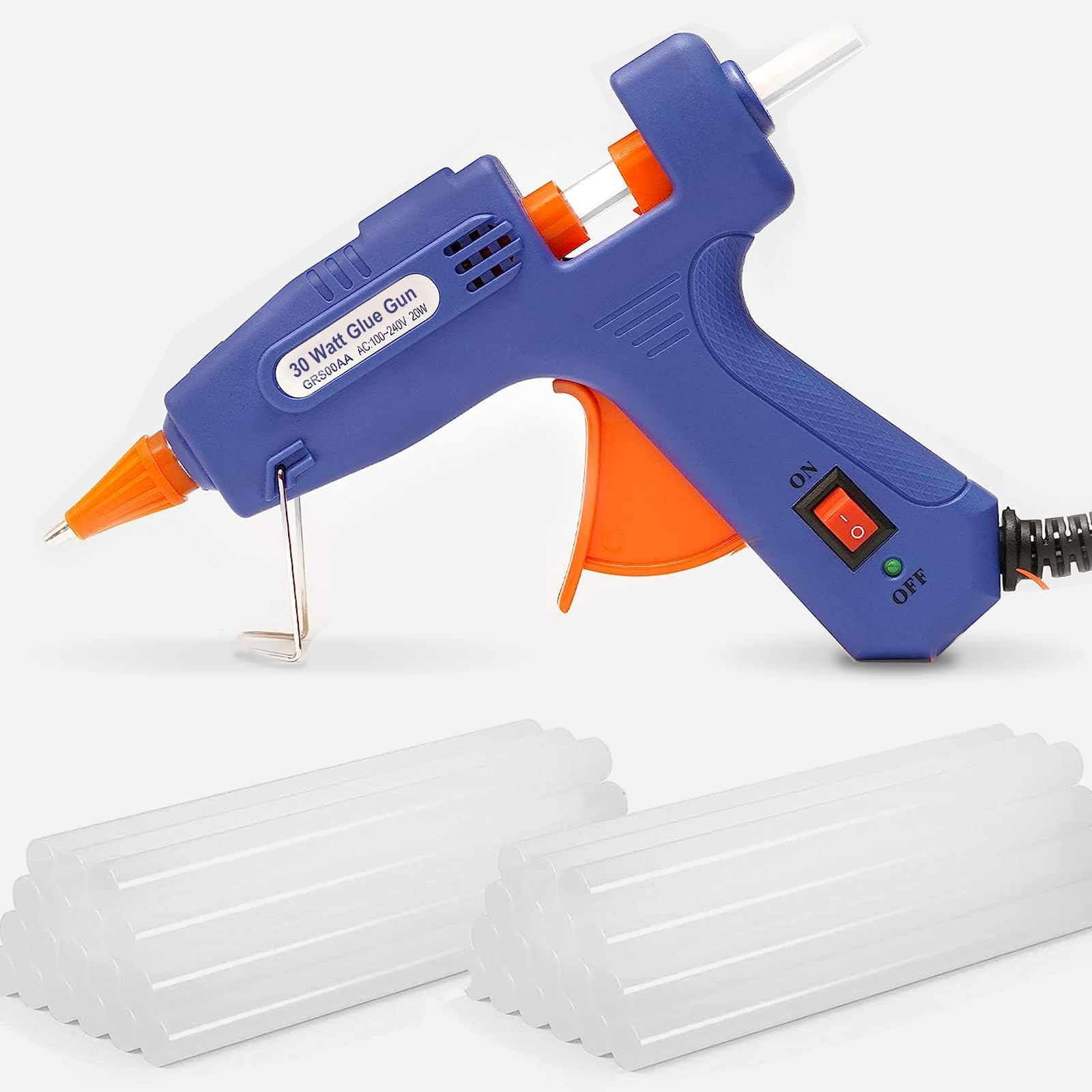 Glue Gun Kit 20W Hot Glue Gun with Glue Sticks for School Crafts, DIY Arts, Quick Home Repairs (Mini Blue+50pcs Glue Sticks) (Blue 30w 50pcs glue sticks)