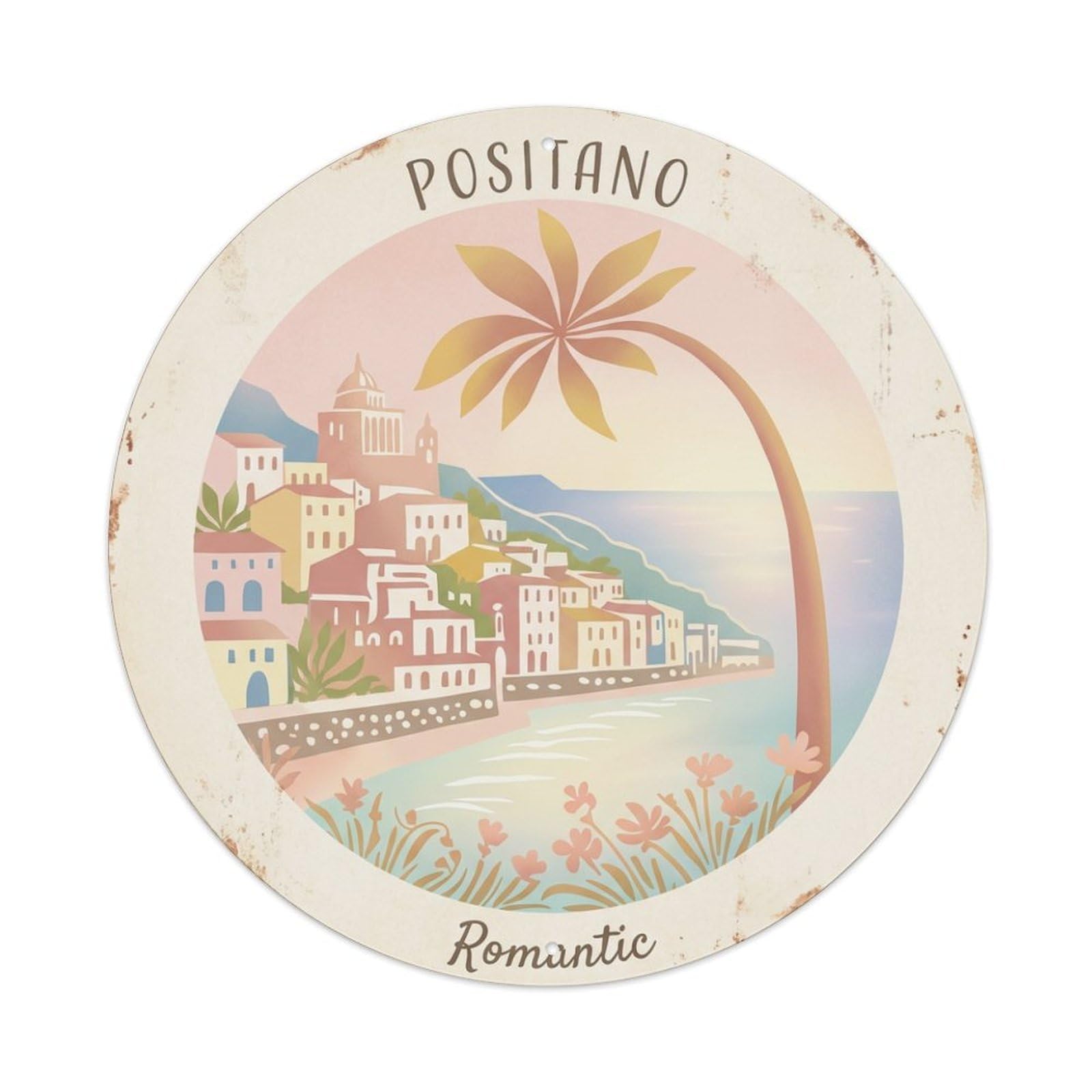 Vintage Travel Positano Italy Dreamer Metal Tin Sign Plaque