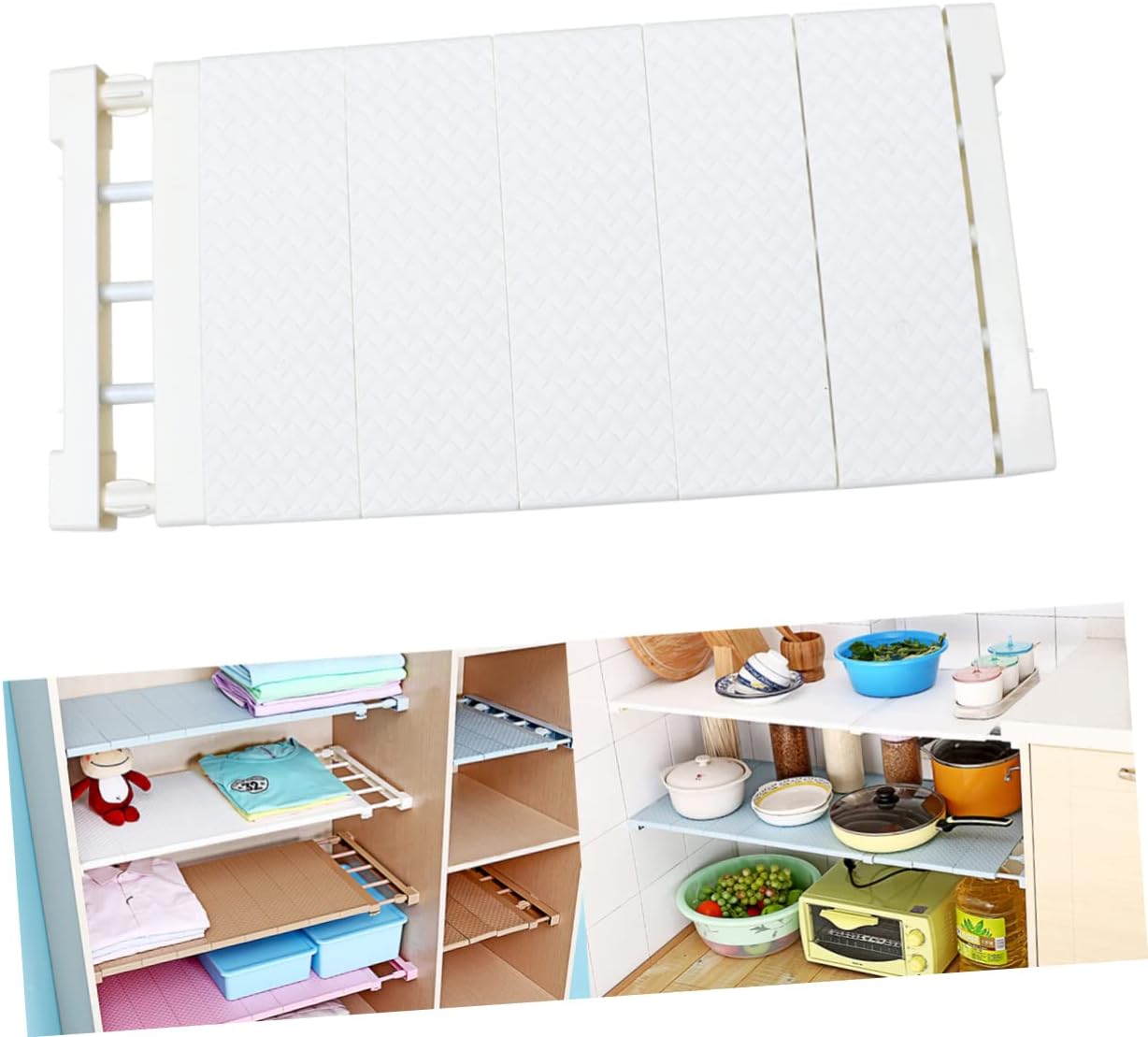 Shelf Divider Adjustable Plastic Rack for Closet Organization Expandable Storage for Wardrobe Cabinets Sturdy and Easy to Install Fits White