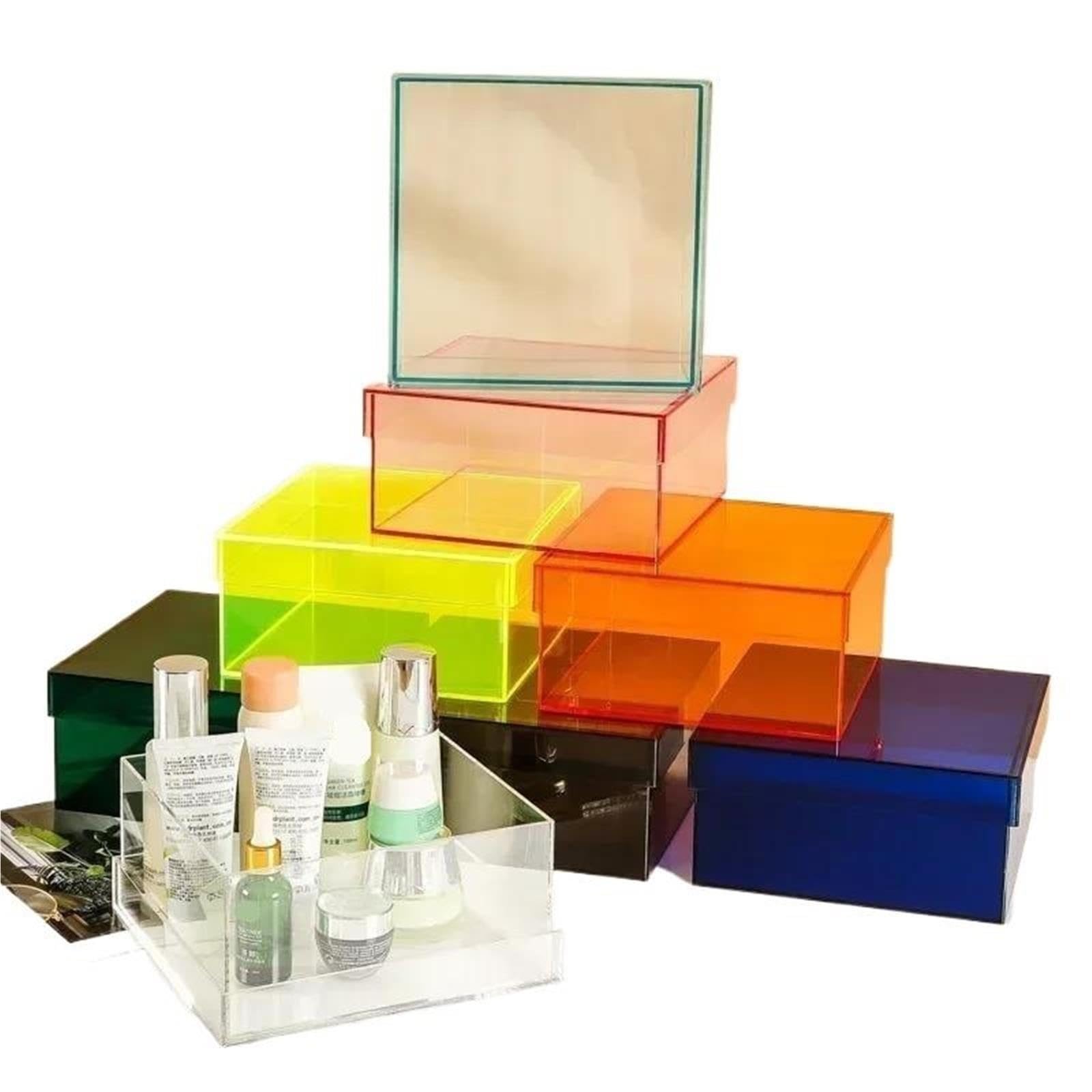 Organisation de bureau boîte rangement colorée(Transparent red)