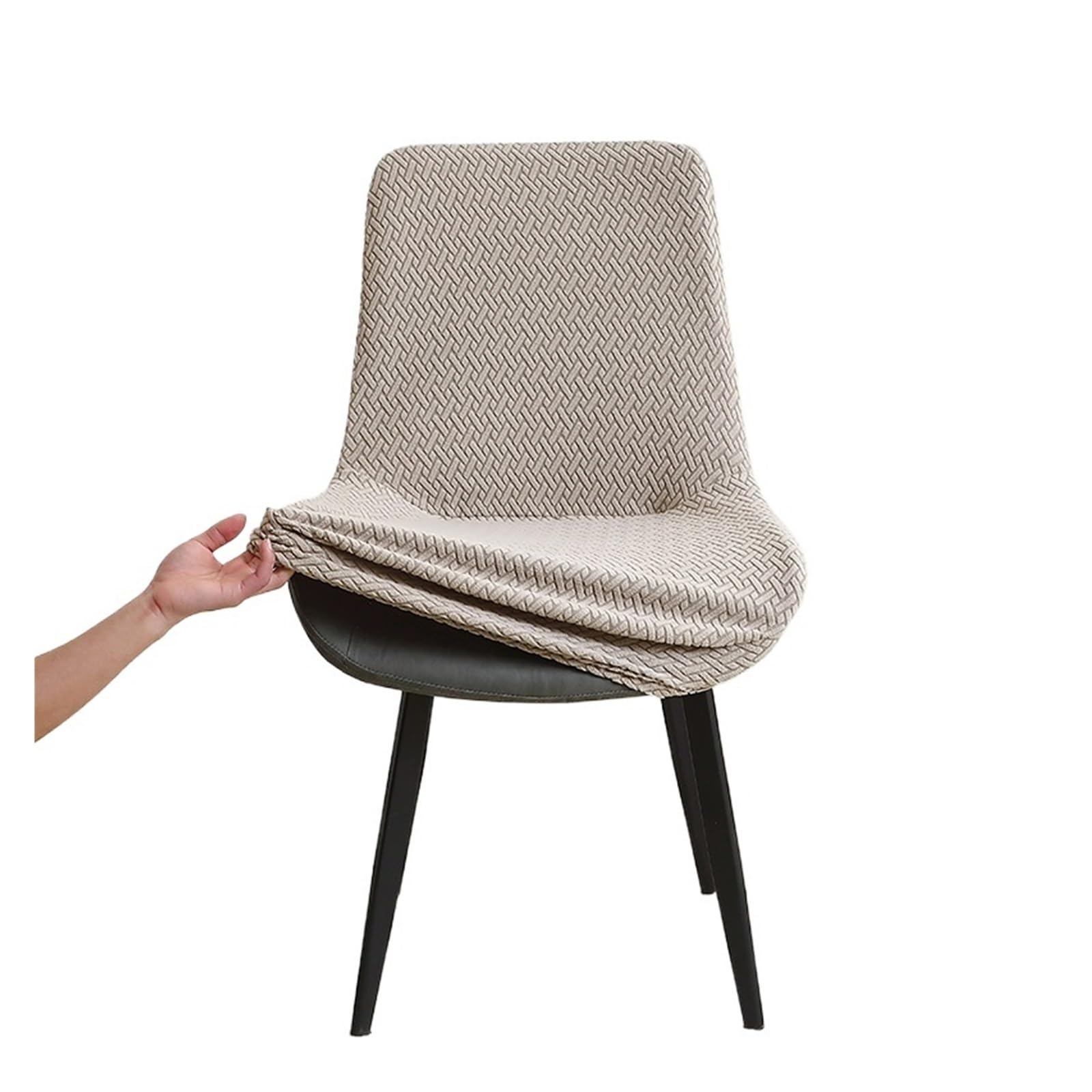 CIOPLJHKL 1/4pcs Jacquard Curved Chair Covers Stretch Dining Slipcover Solid Color Armless Seat Case For Hotel Office Banquet for Hotel, Banquet(A2 chair cover,4pcs)