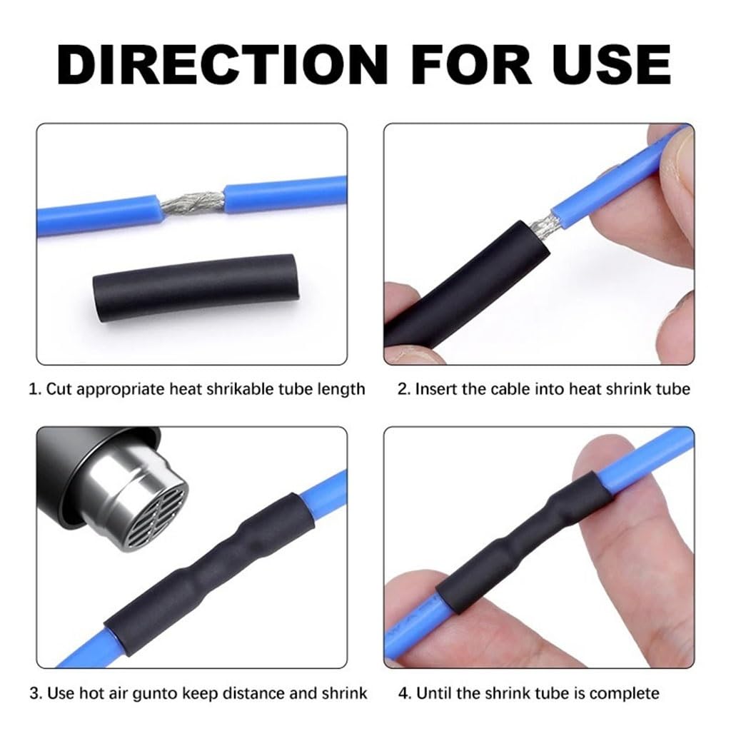 Tubo Termorretráctil Negro 4:1 con Pegamento 4 6 8 12 16 20 24 32 40 52 72mm Grueso De Doble Pared Funda Protectora Cable Retráctil(40mm,3 Meters)