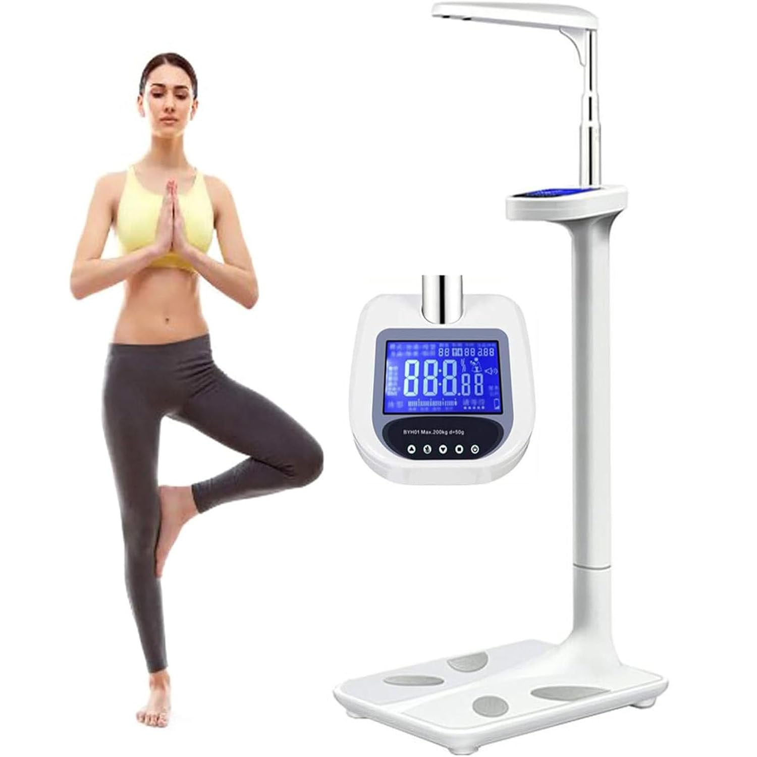 Bilancia Pesapersone Professionale Digitale,con Colonna Altimetro Telescopico Integrato E Funzione Bmi, Bilancia Persona con Schermo Ravvicinato